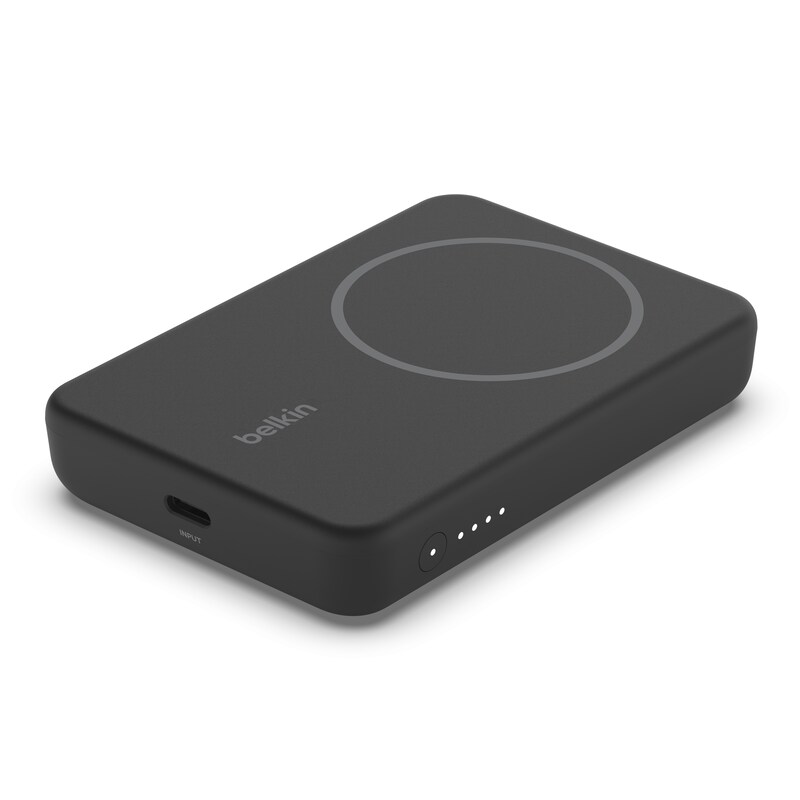 BELKIN Powerbank »BoostCharge 5.000mAh magnetische Powerbank mit 7, 5 Watt« Magn. drahtlose Powerbank, Standfuß, 5.000 mAh, schwarz ausklappbarem...