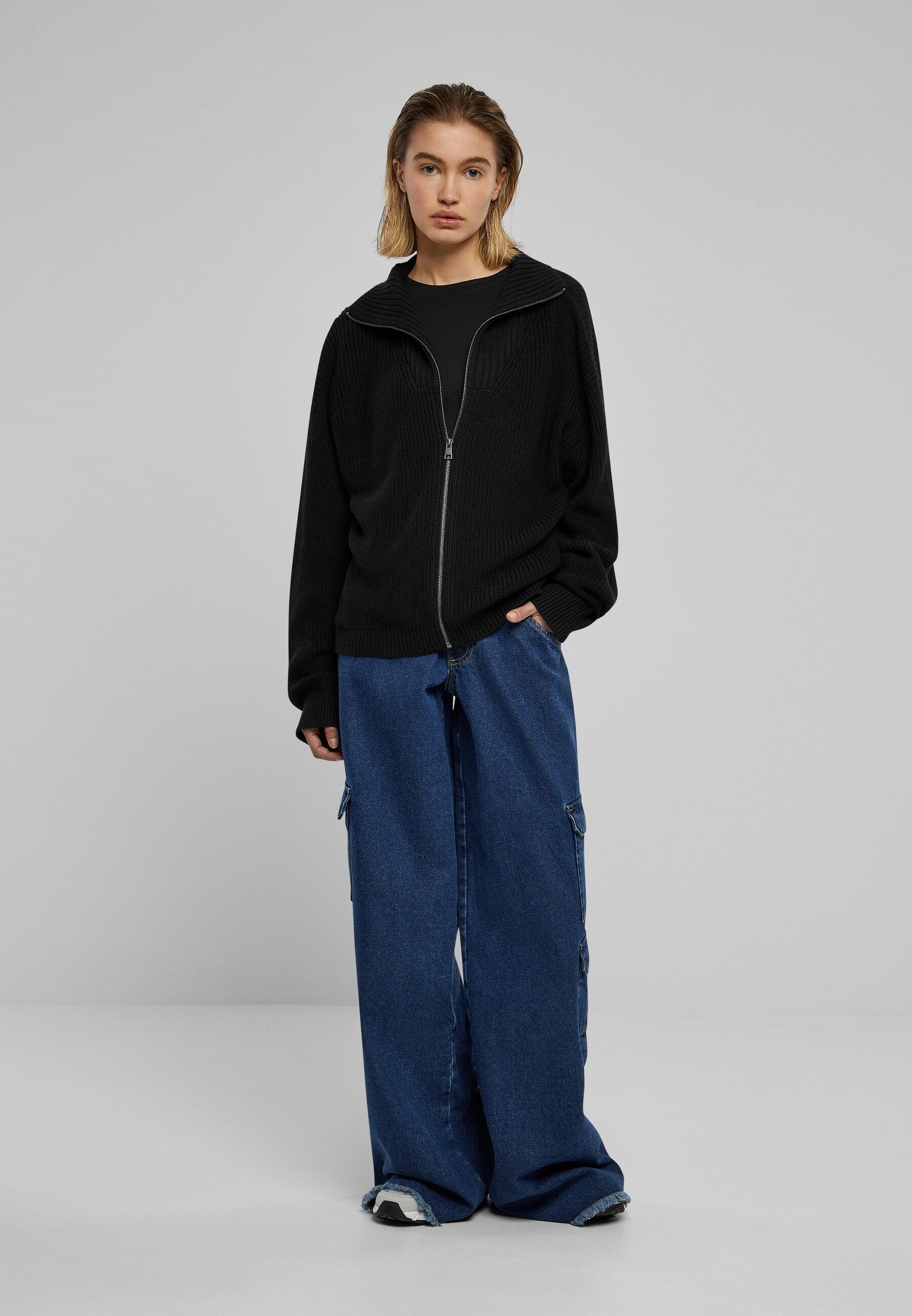 URBAN CLASSICS Strickjacke »Urban Classics Damen Ladies Knitted Zip Cardigan« 1 Stk.