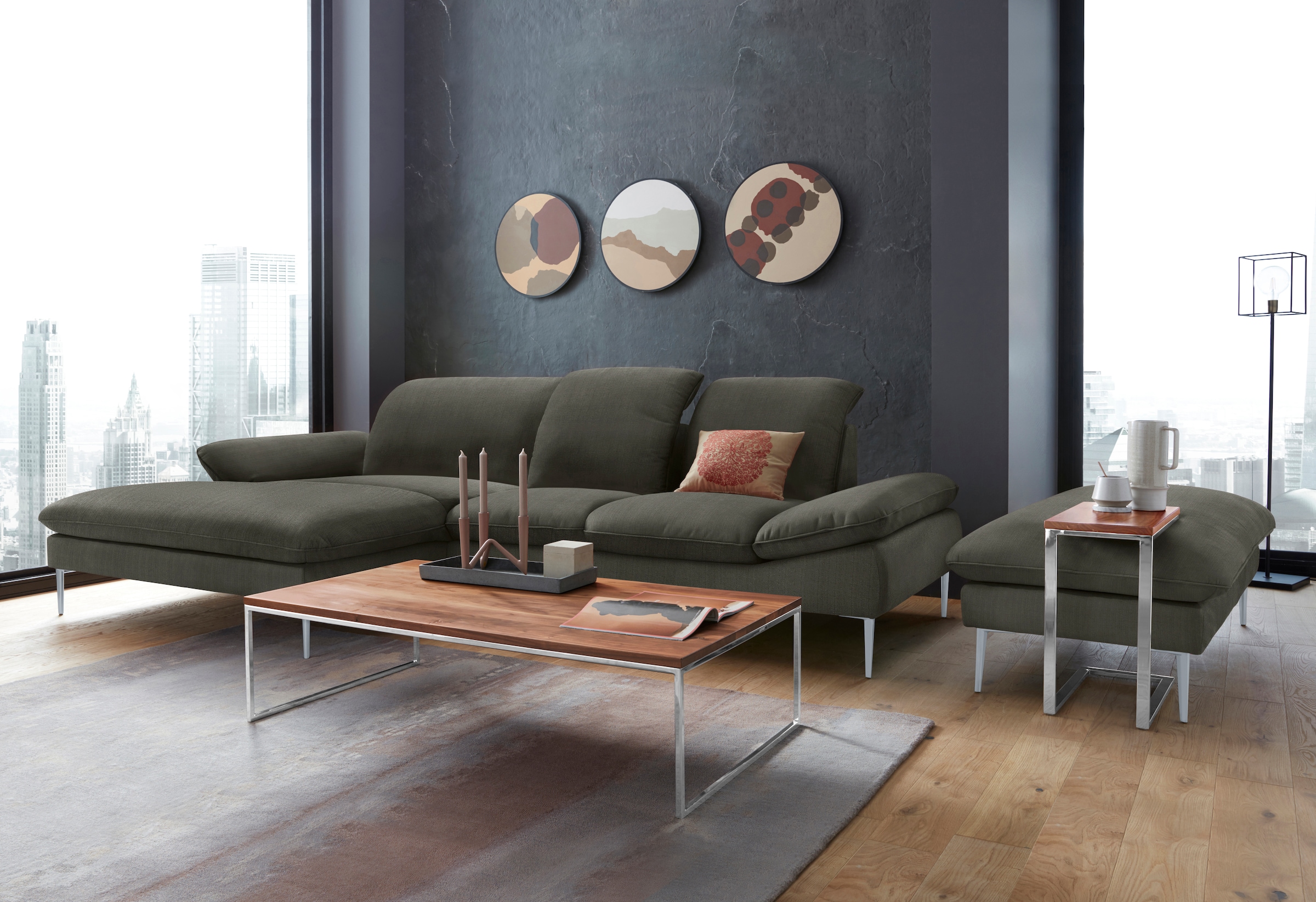 W.SCHILLIG Hocker »enjoy&MORE«, Füße silber matt, Breite 151 cm