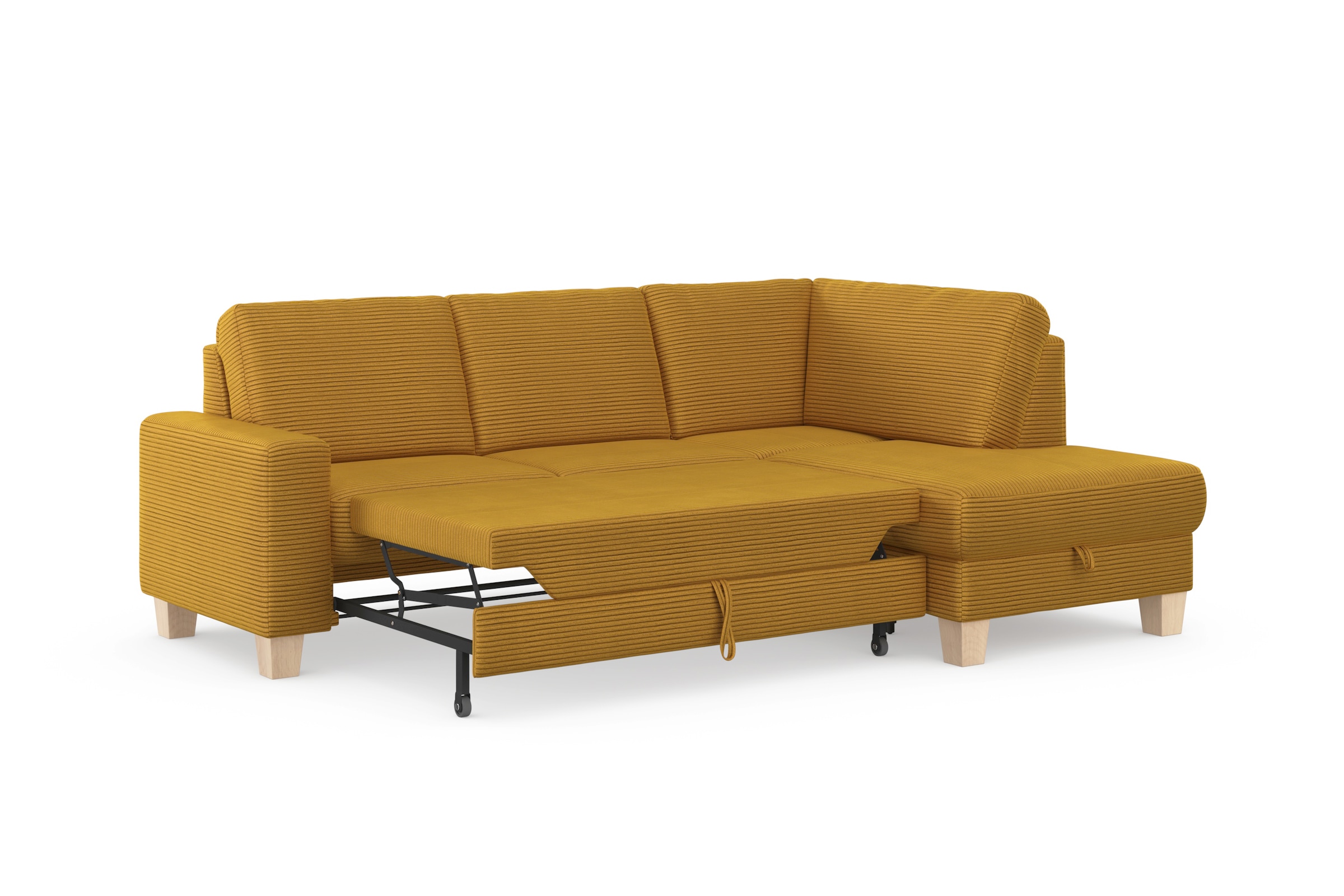 Home affaire Ecksofa »Summer L-Form«, mit Ottomane, wahlweise mit Bettfunktion und Bettkasten, Cord-Bezug