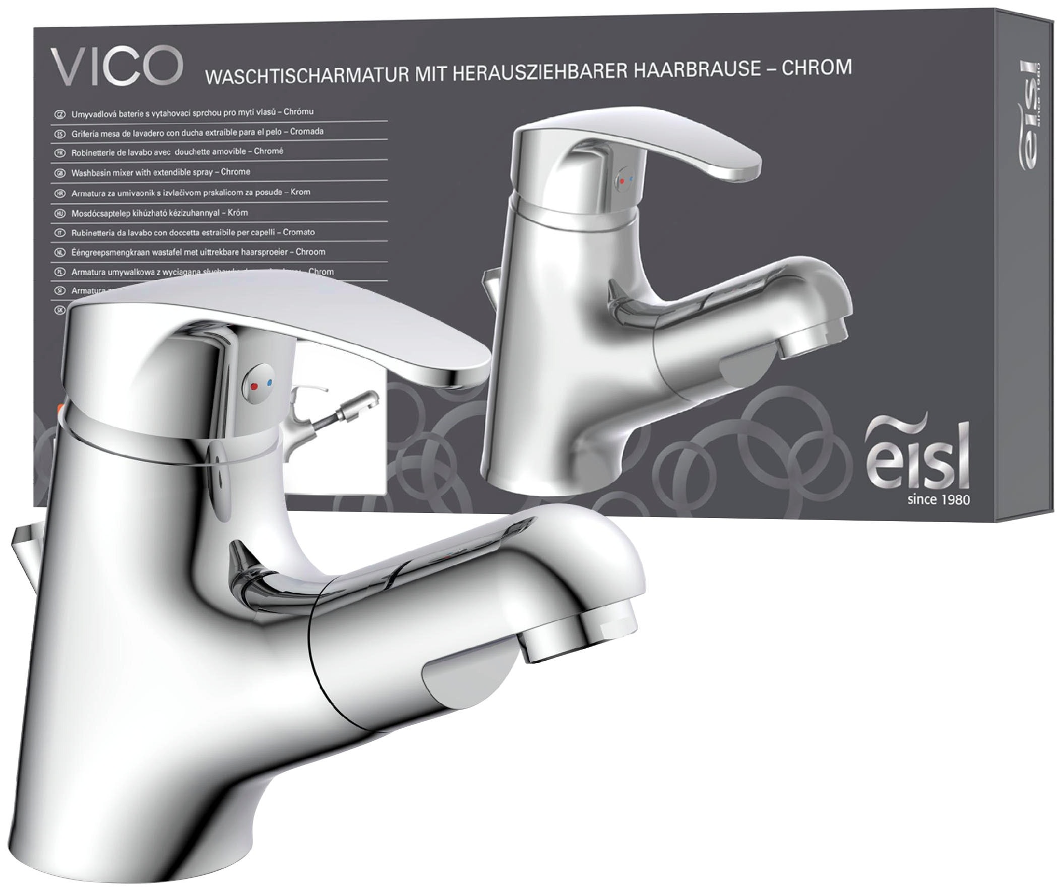 Eisl Badarmatur »VICO«, mit Zugstange, Wasserhahn mit Ablaufgarnitur, Mischbatterie, Chrom