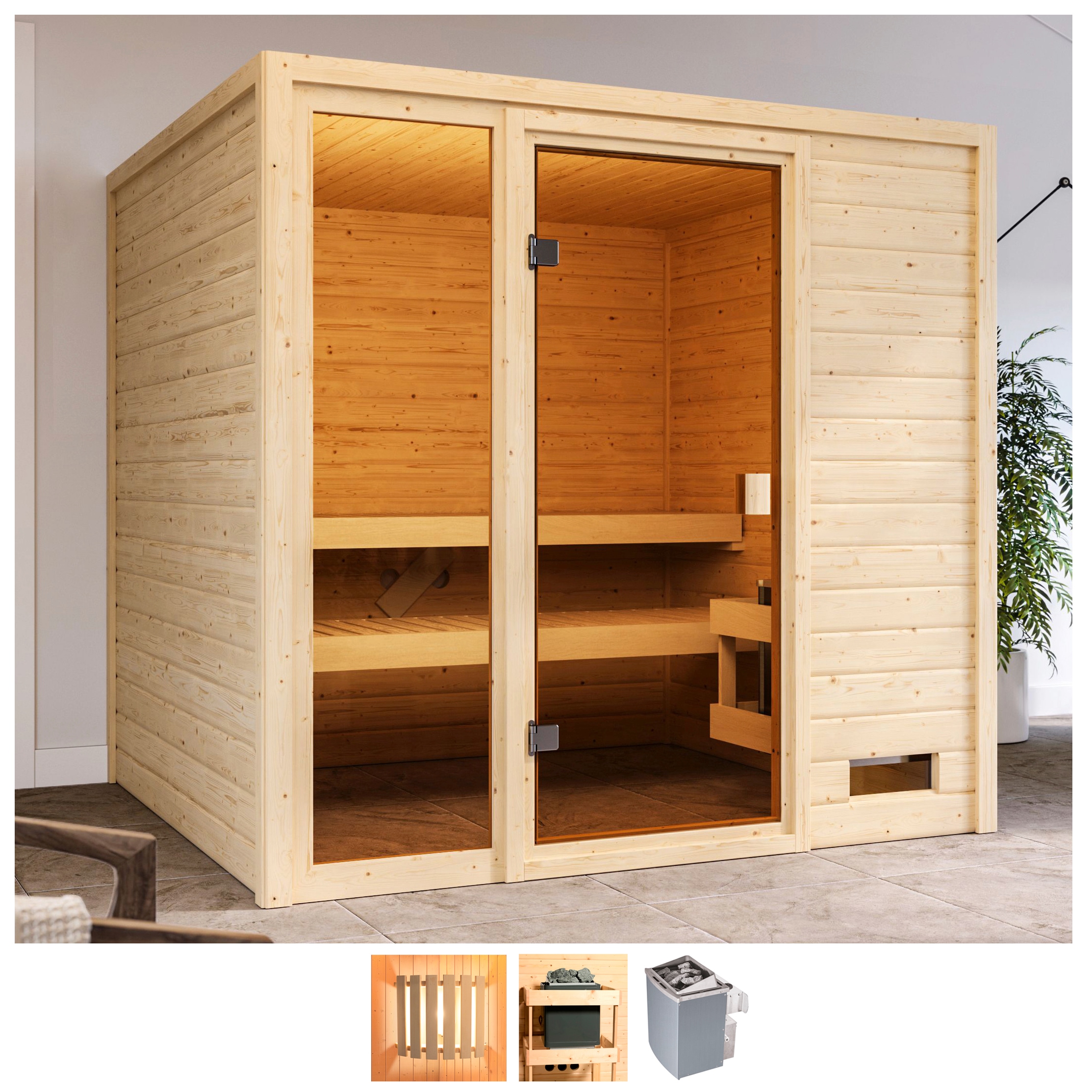 welltime Sauna »Jackie«, 9-kW-Ofen mit int. Steuerung günstig online kaufen