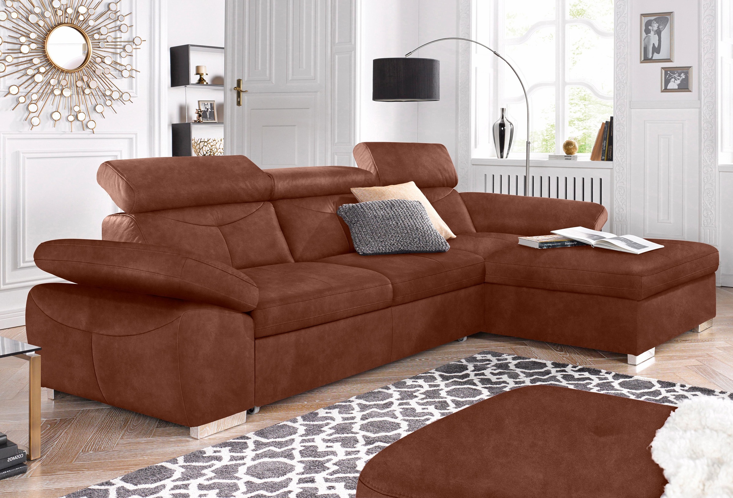 exxpo - sofa fashion Ecksofa »Spring, super bequem, mit Armteil- und Kopfteilfunktion, OTTOs Choice«, L-Form, wahlweise mit Bettfunktion und Bettkasten