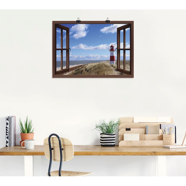 Wandaufkleber Artland Fensterblick, Rechnung auf Leuchtturm als Wandbild Leinwandbild, Sylt«, in oder Poster bestellen - St.), versch. »Fensterblick (1 Größen