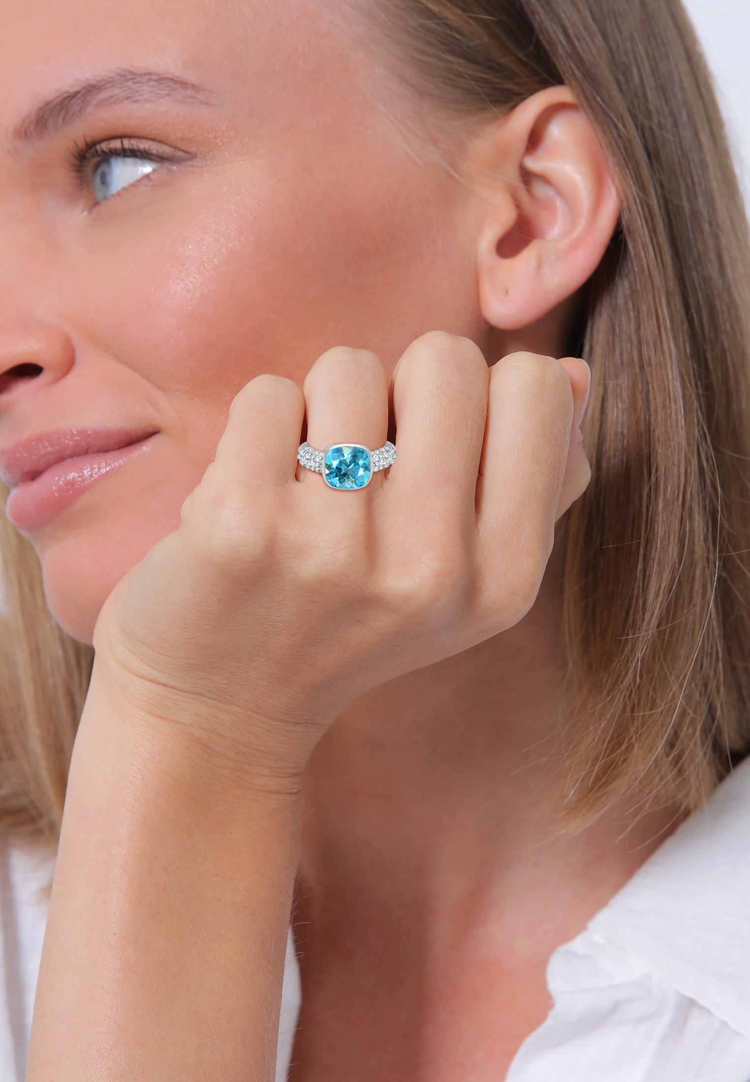 Elli Premium Verlobungsring »Glas Kristalle Hellblau 925 Sterling Silber«