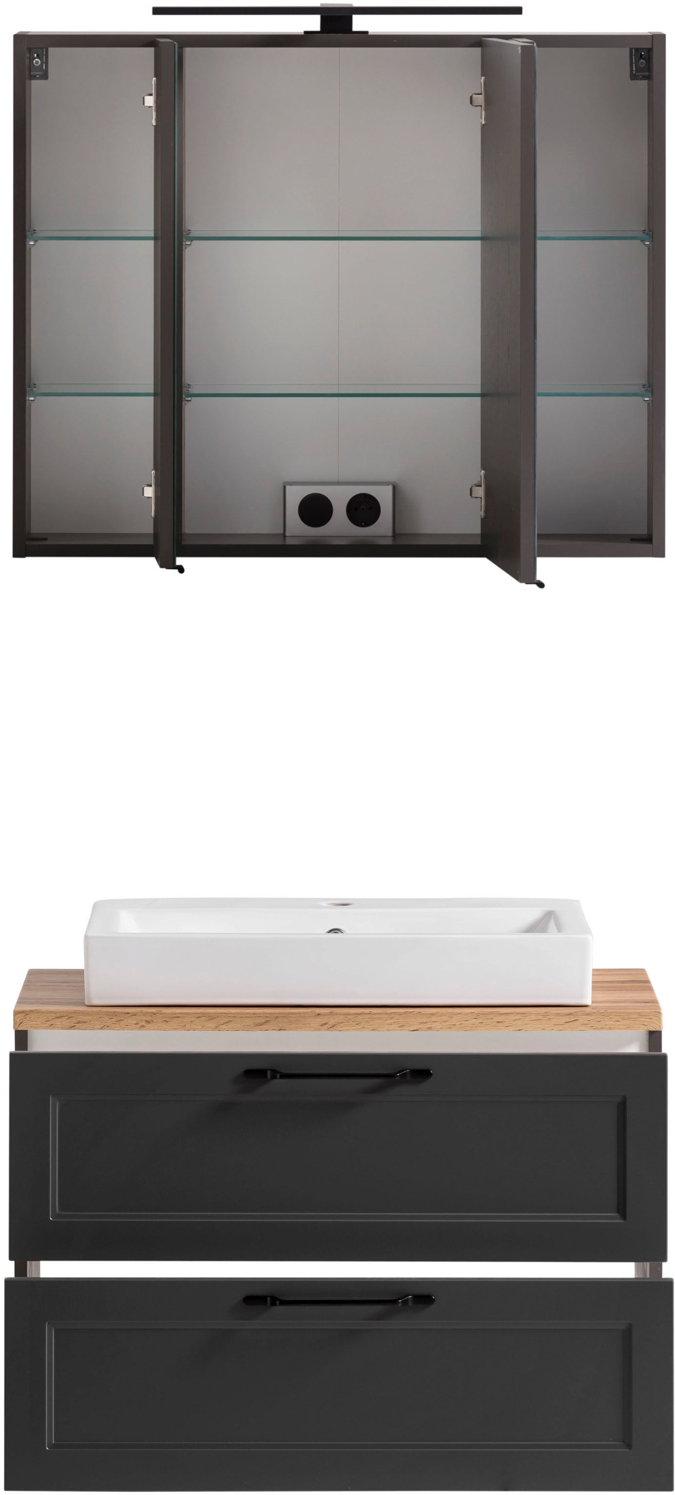 welltime Badmöbel-Set »Lana«, (Komplett-Set, 2 St.), Badezimmer-Set, 2-teilig, inkl. Waschbecken, 80 cm breit