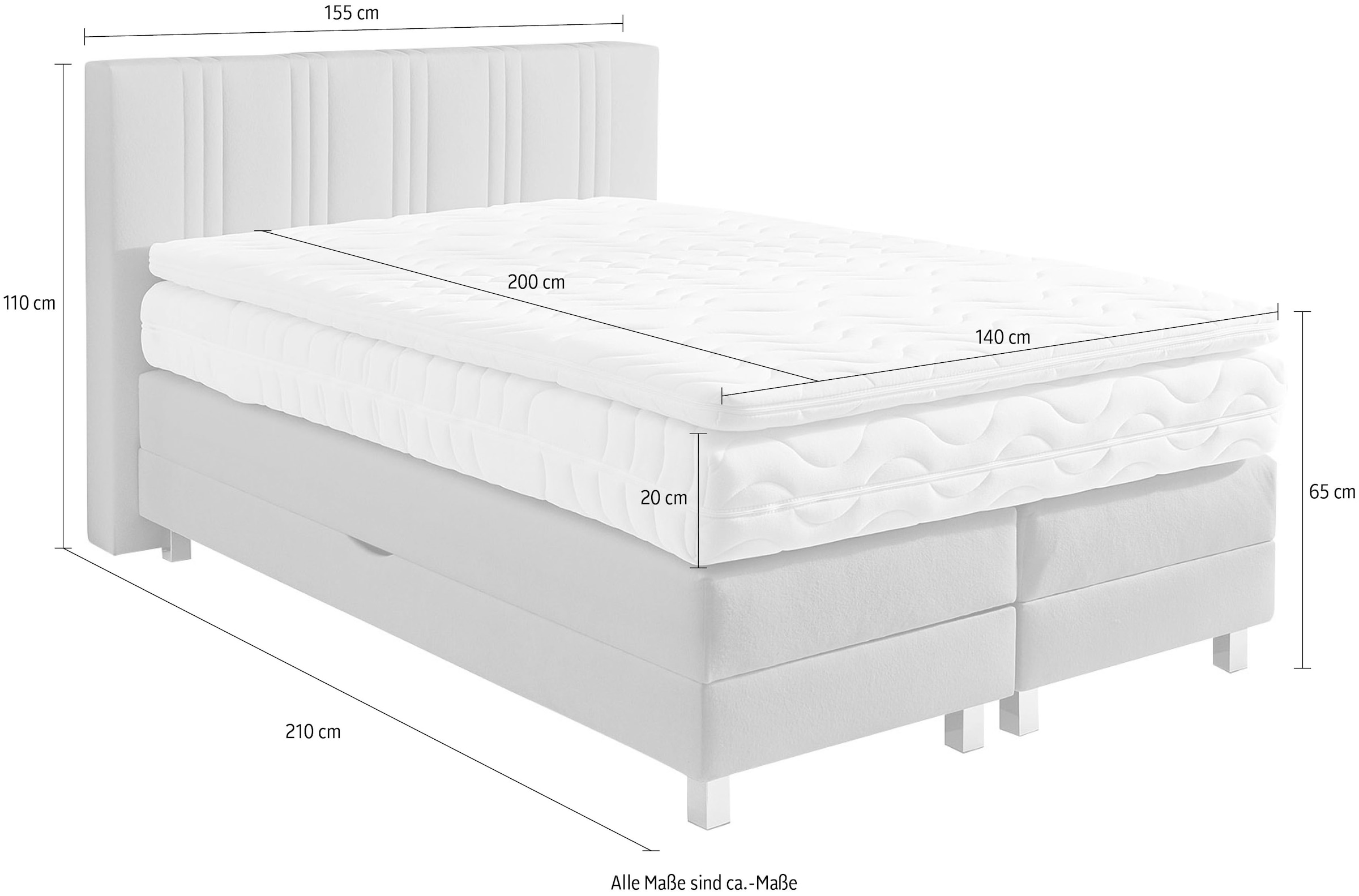 Westfalia Schlafkomfort Boxspringbett, wahlweise mit Bettkasten und Topper
