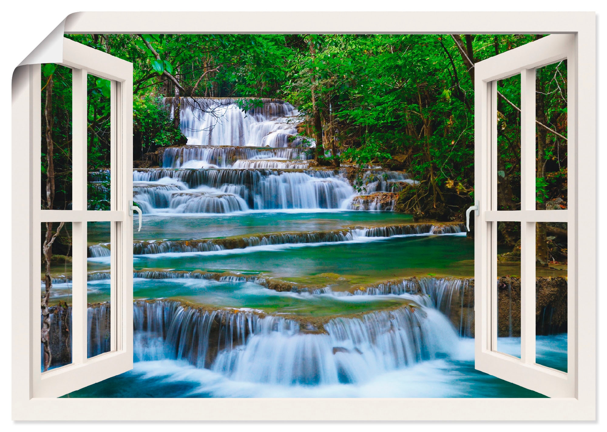 Artland Wandbild »Fensterblick Wasserfall in Kanchanaburi«, Fensterblick, ( günstig online kaufen