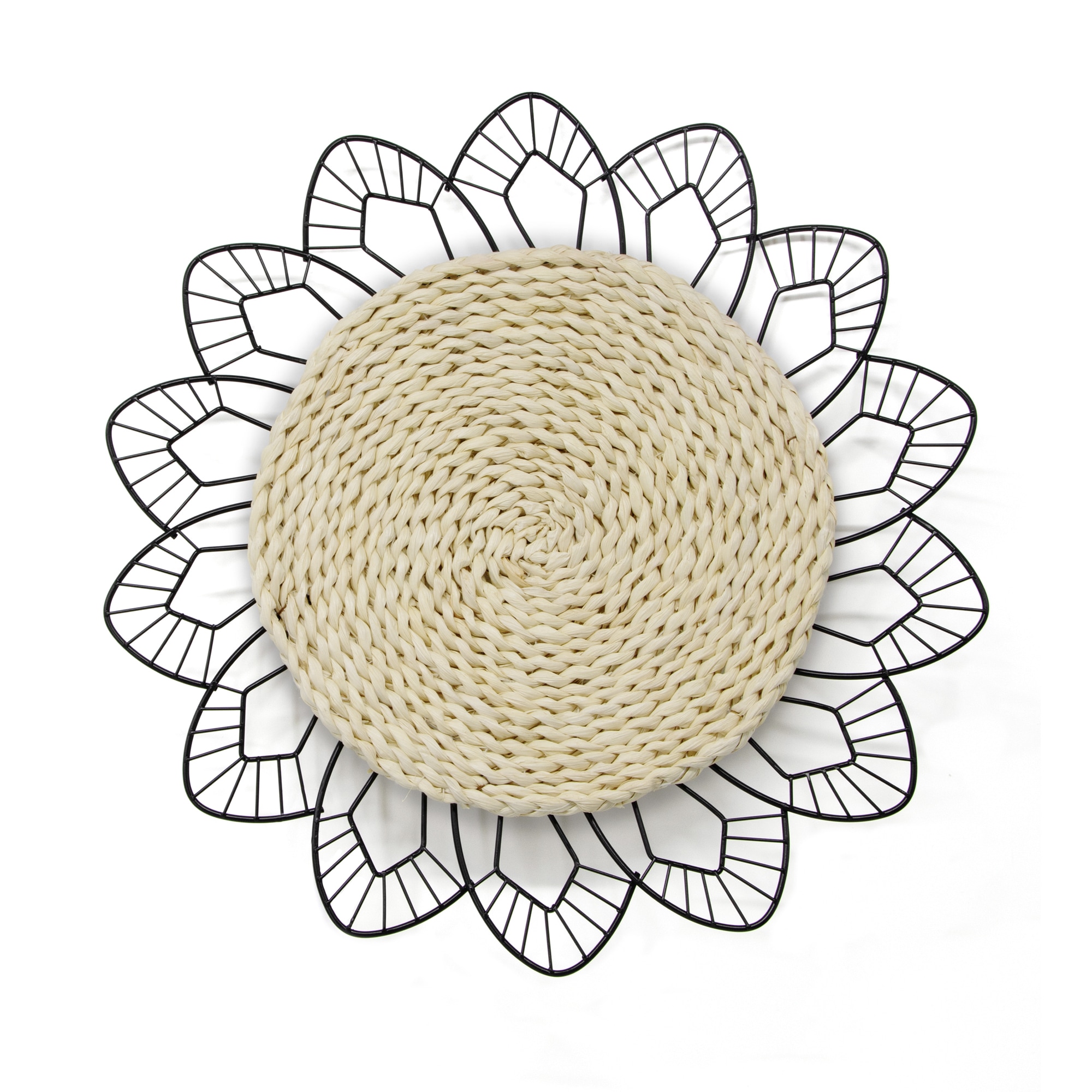 Art for the home Wandbild »Blumen Rotan Rund«, (1 St.), Luxus Metal Art Wanddeko