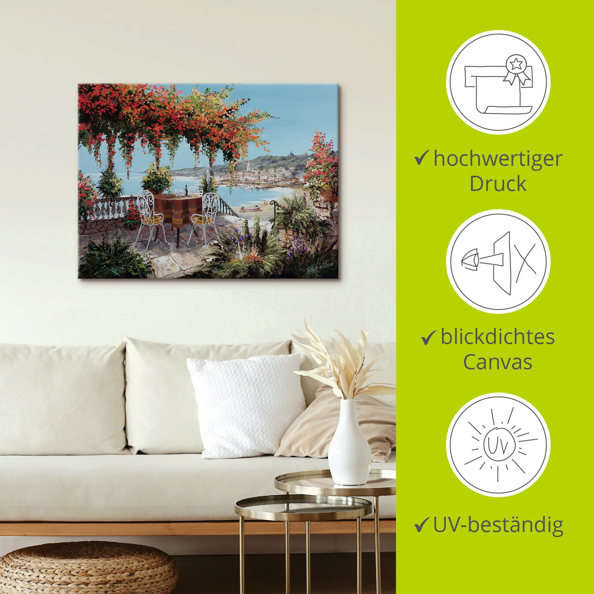 Artland Wandbild »Macht mein Tag perfekt«, Gewässer, (1 St.), als Leinwandbild, Poster in verschied. Größen