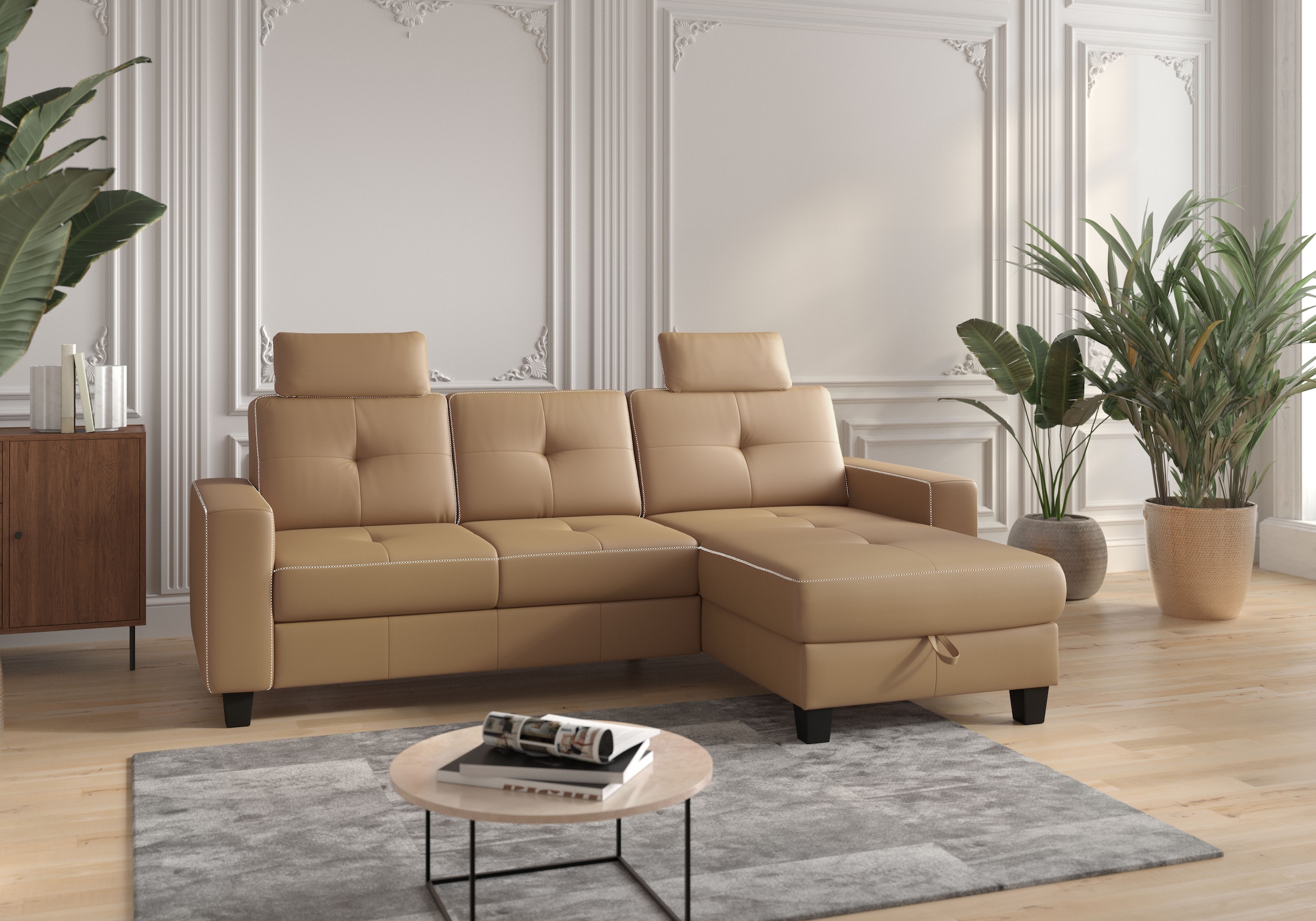 Places of Style Ecksofa »Varese«, wahlweise mit Bettfunktion und Bettkasten