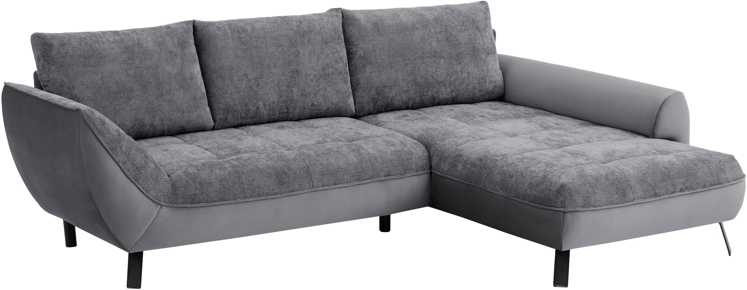 exxpo - sofa fashion Ecksofa »Bellinii, Materialmix, Strukturbezug und pflegeleichter Microvelours«, bequem und modern, Materialmix, L-Form
