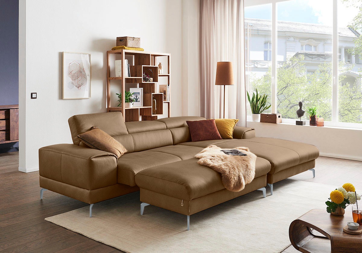 W.SCHILLIG Polsterhocker »piedroo, Designsofa mit tollem Sitzkomfort, bequem, L-Form«, Füße in Silber matt