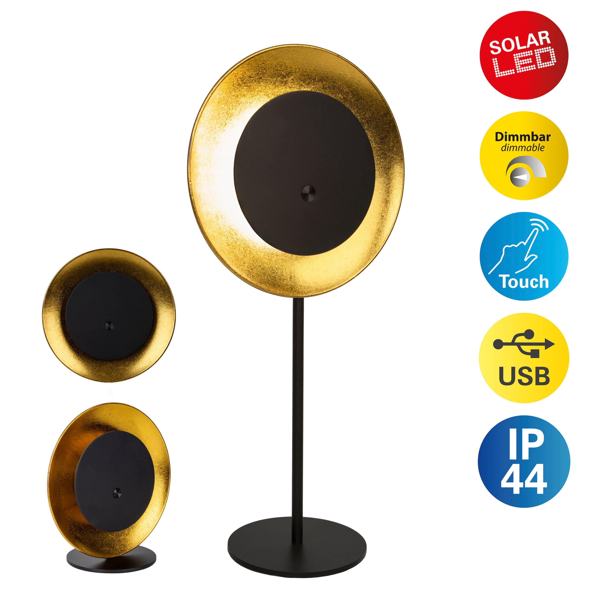 näve LED Solarleuchte »Solan« LED-Modul 1 Stk. Warmweiß 4in1 Akku-Solar-Tisch-Hängeleuchte, Touchschalter, USB, dimmbar