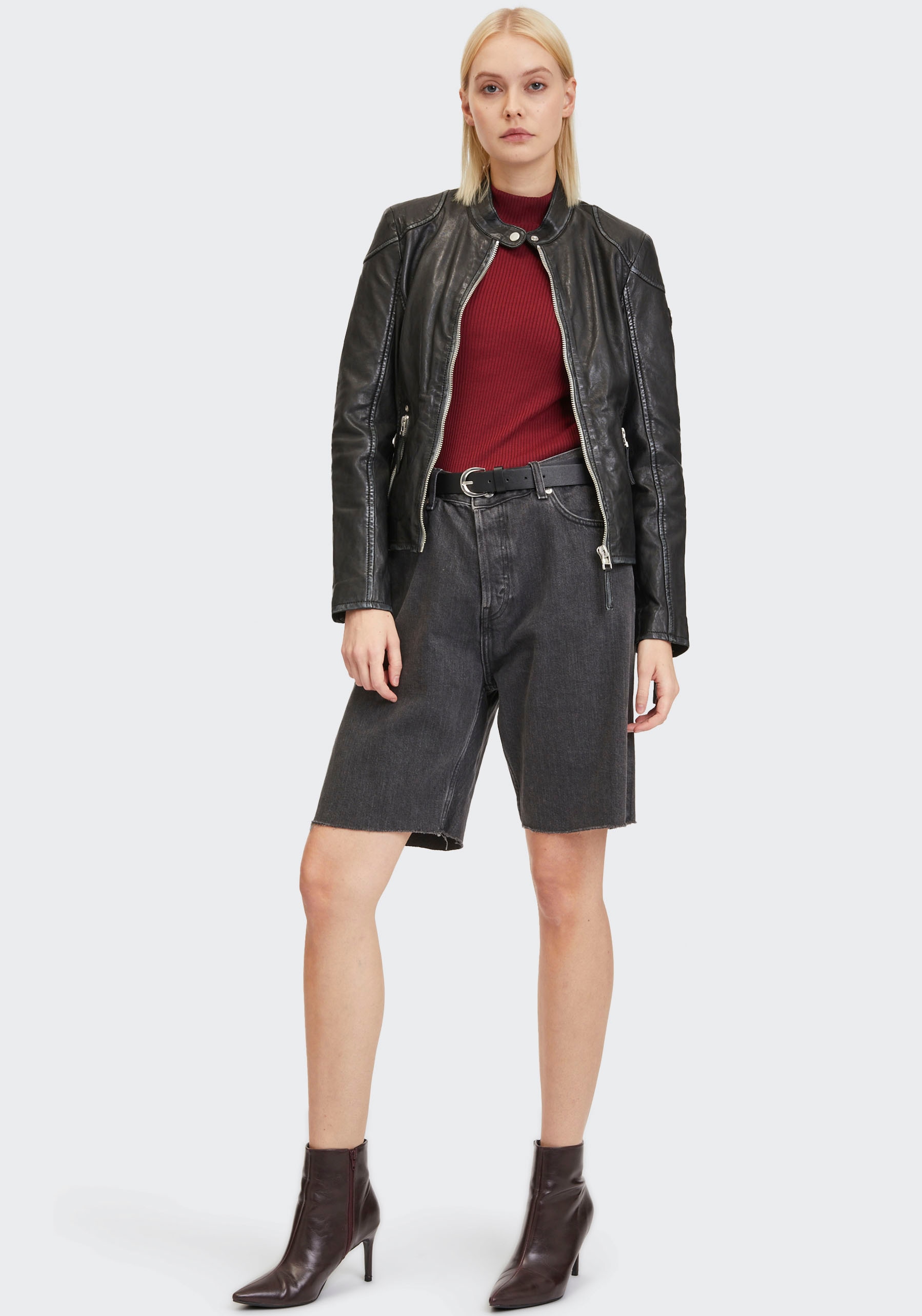 Mauritius Lederjacke »GWFaiza«, mit Patch-Design am Ellenbogen