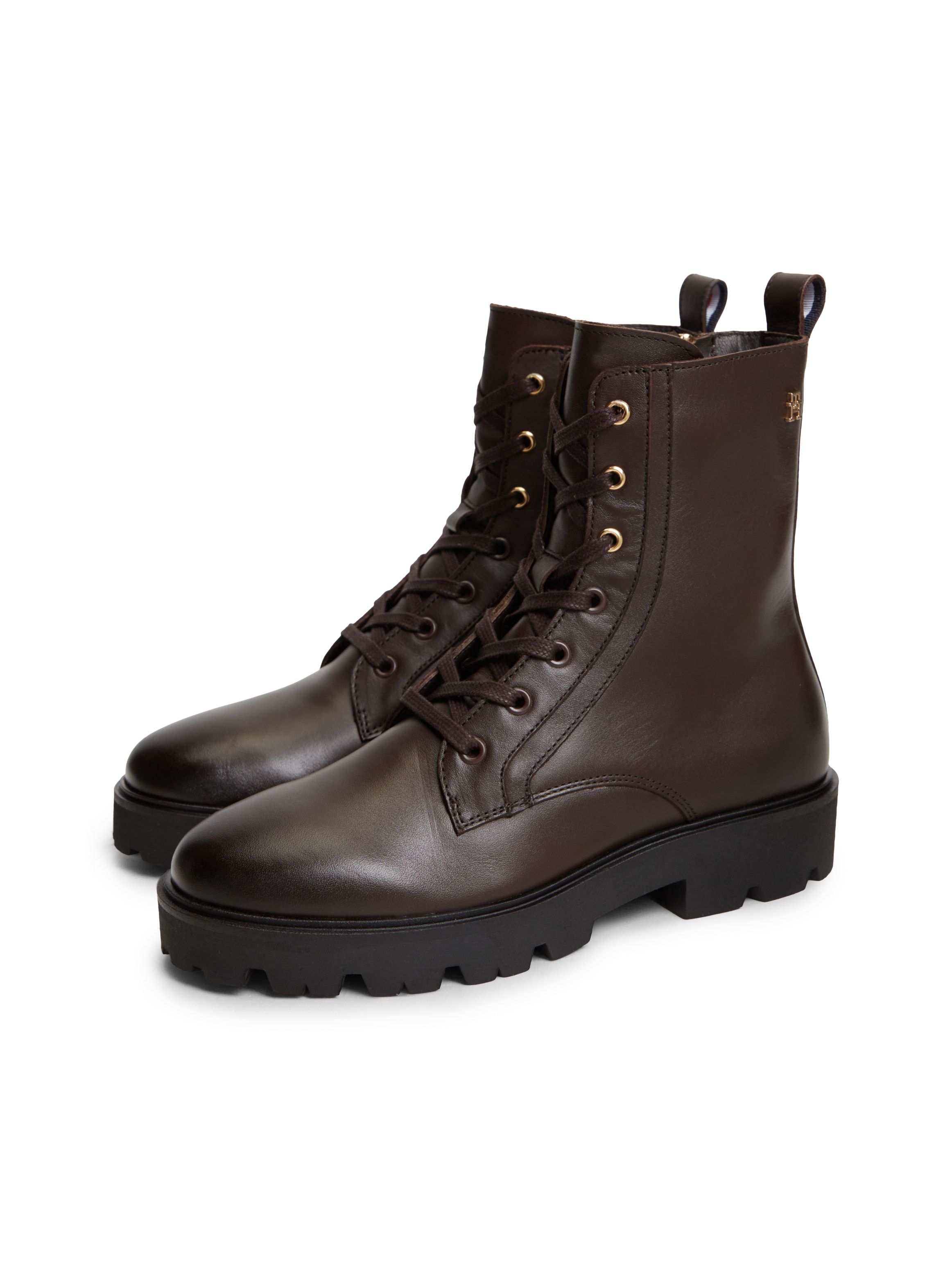 Tommy Hilfiger Schnürstiefelette »TH STUD LEATHER LACE-UP BOOT«  Blockabsatz, Schnürboots mit zusätzlichem Innenreißverschluss