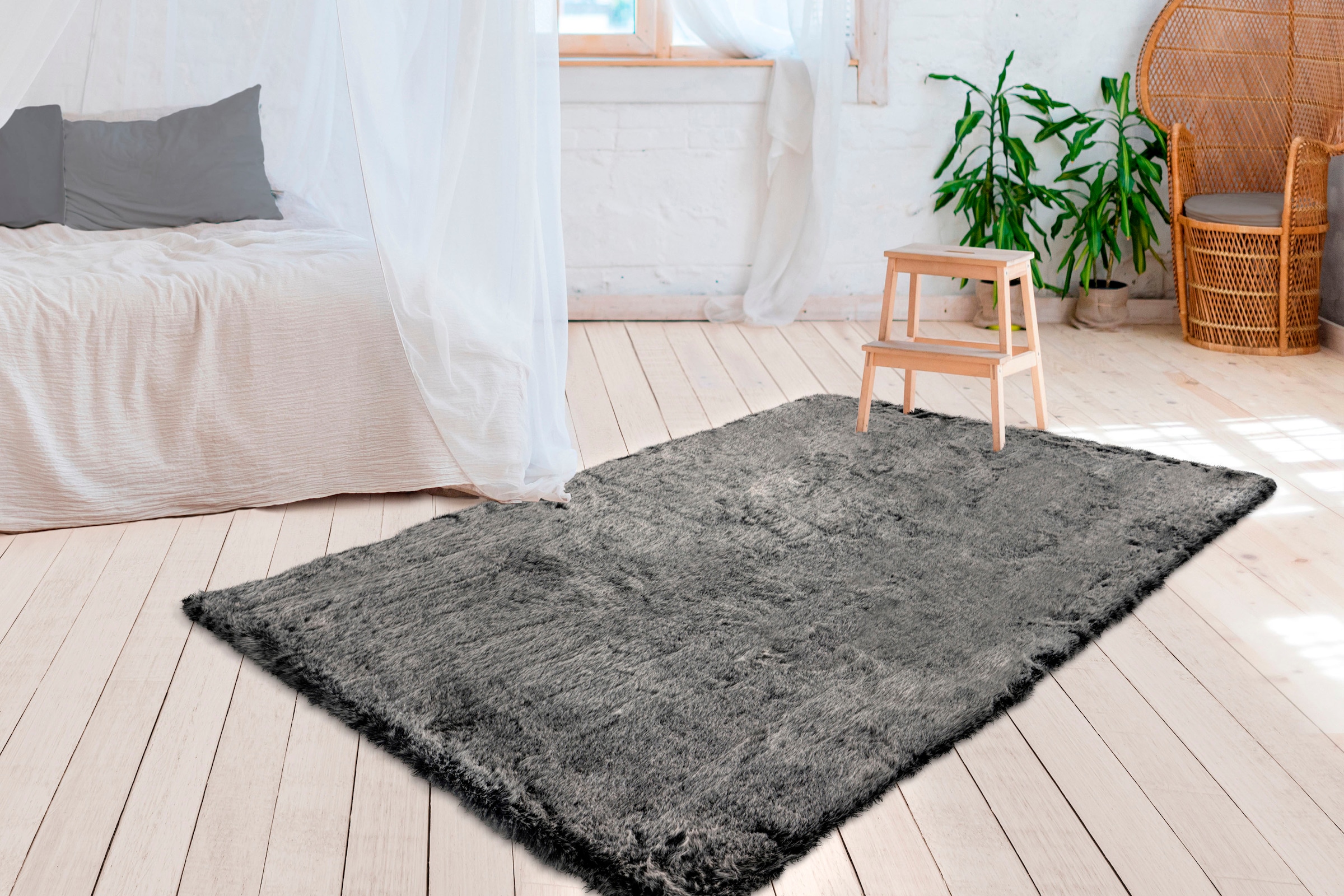 my home Hochflor-Teppich »Aysu«, rechteckig, 52 mm Höhe, einfarbiger Teppich, besonders weich und kuschelig