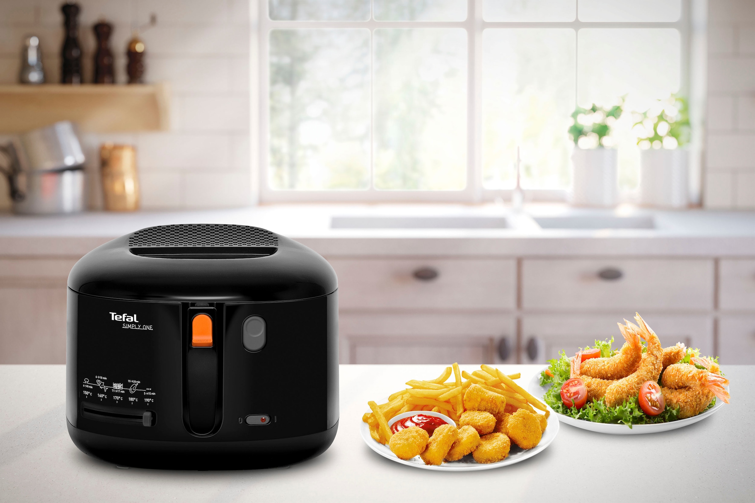 Tefal Fritteuse »Simply One«, 1900 W, Fassungsvermögen 2,1 l, Sichtfenster, spülmaschinengeeignet, einklappbare Griffe, FF1608