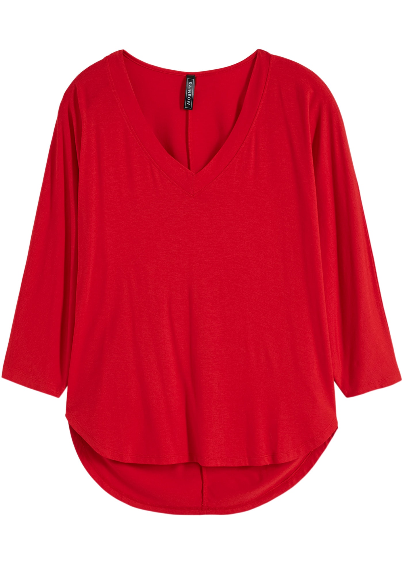 bonprix T-Shirt lässige Passform, Vokuhila Schnitt mit abgerundetem Saum, 3/4-Ärmel