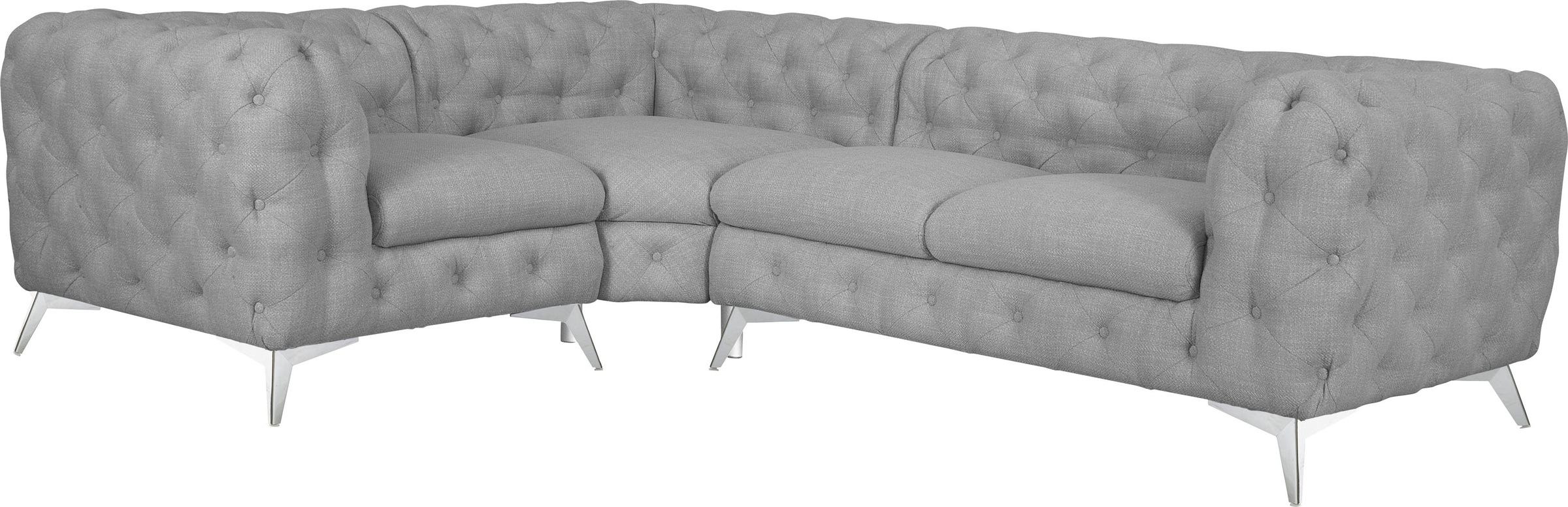 Leonique Chesterfield-Sofa »Ecksofa GLYNIS L-Form mit Wellenunterfederung, Maße B/T/H 264/204/75cm«, aufwändige Knopfheftung, moderne Chesterfield Optik, Fußfarbe wählbar