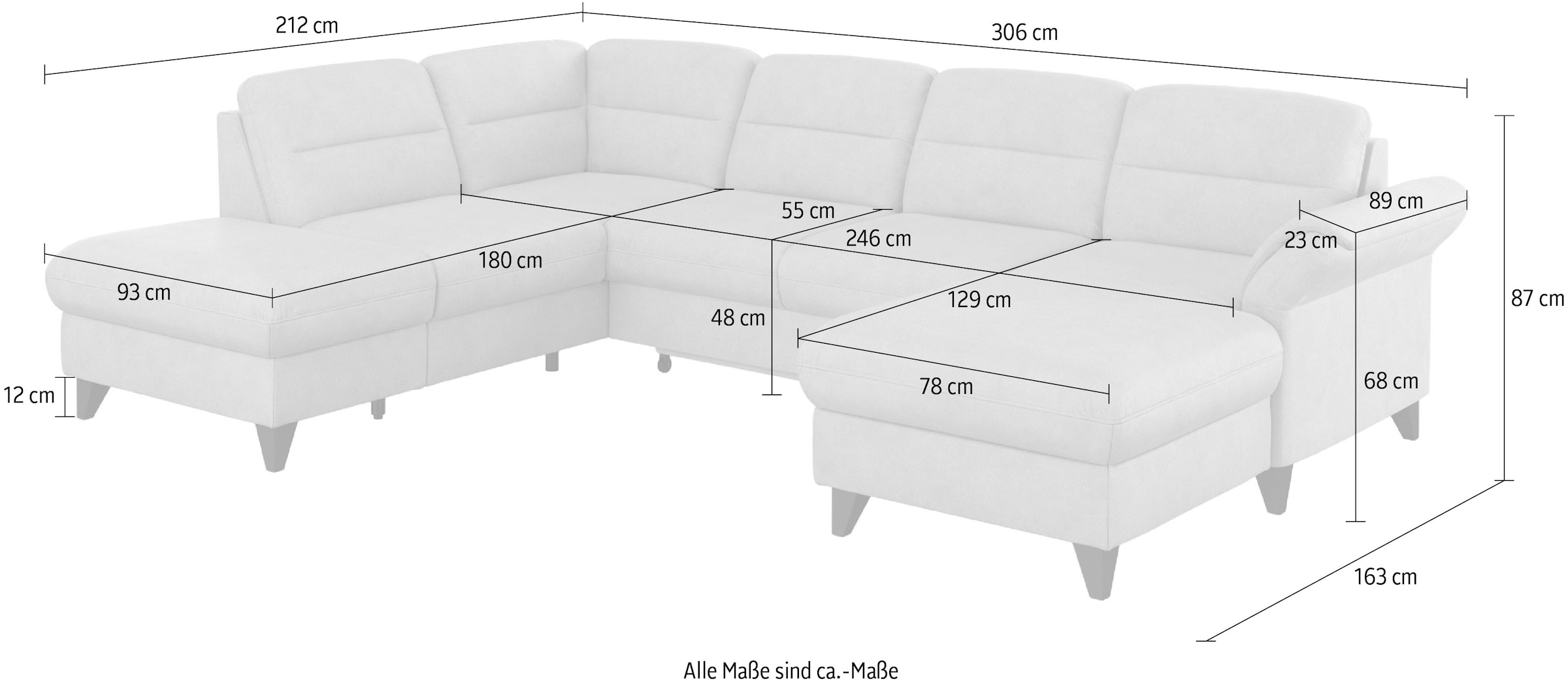 sit&more Wohnlandschaft »Mellum U-Form«, Federkern, wahlweise mit Bettfunktion, Stauraum und Armteilfunktion