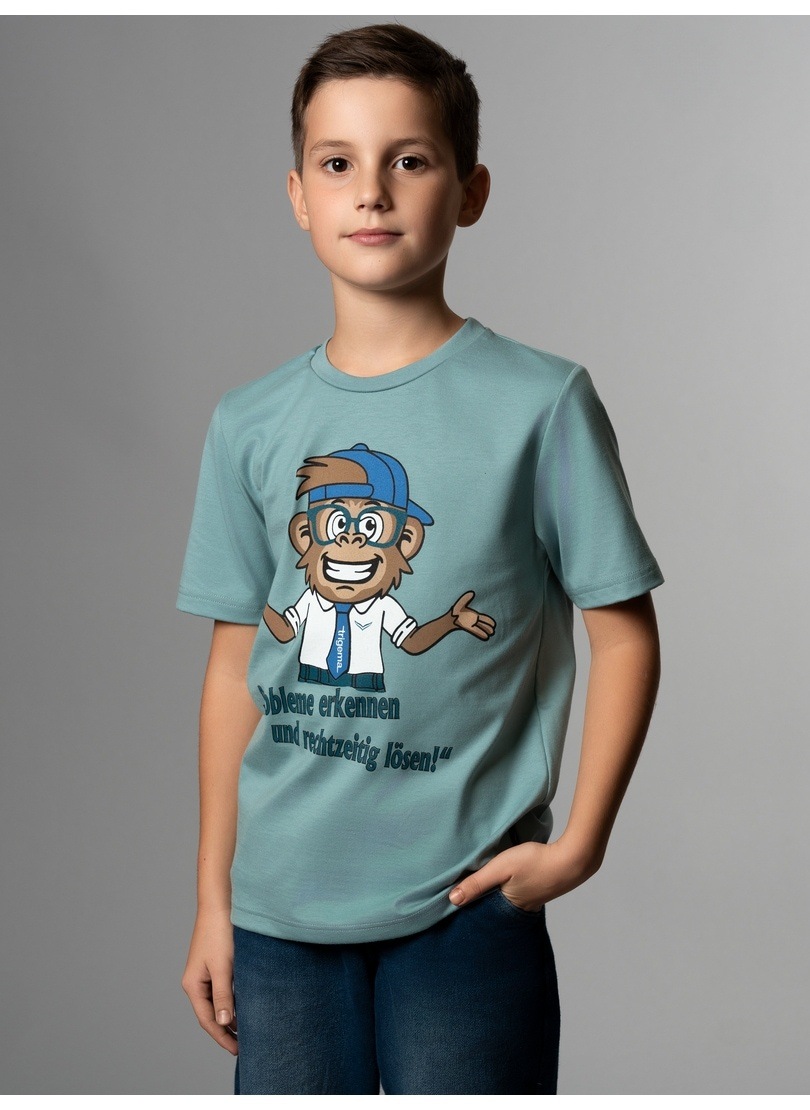 Trigema T-Shirt »TRIGEMA Spruch Shirt mit lustigem Affen-Print«, (1 tlg.)