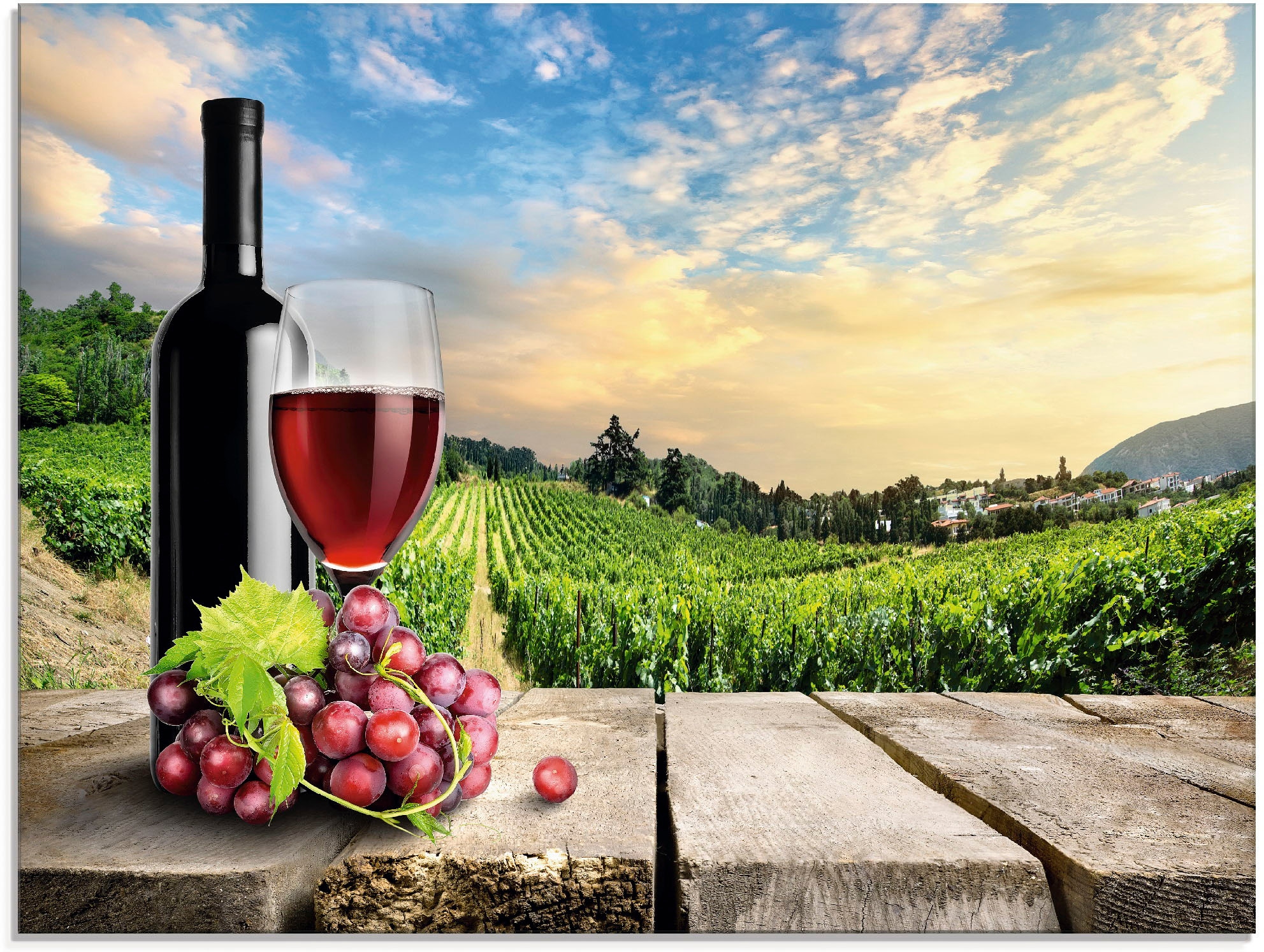 Artland Glasbild »Wein vor Weinbergen«, Berge, (1 St.), in verschiedenen Gr günstig online kaufen