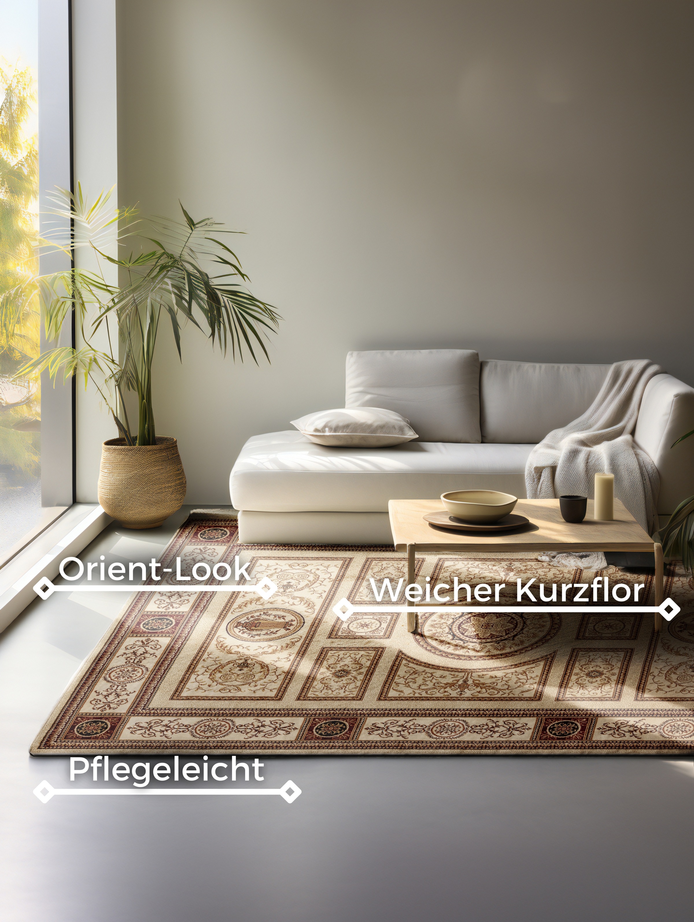 NORTHRUGS Teppich »Guzara«, rechteckig, 8 mm Höhe, Orient Optik, Läufer, strapazierfähig, pflegeleicht, robust