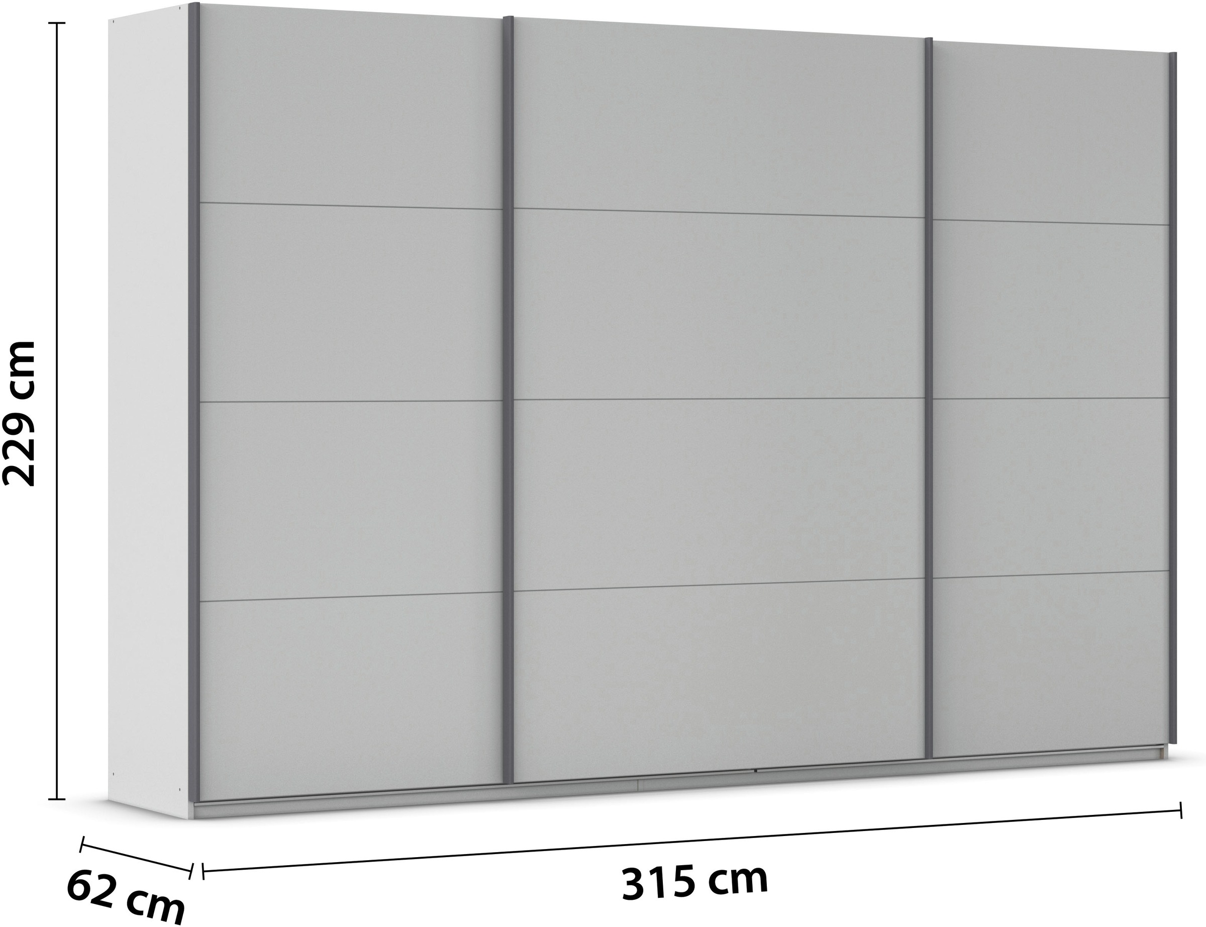 rauch Schwebetürenschrank »Kleiderschrank Schrank Garderobe AGORDO mit Dekor- oder Hochglanzfront«, (in zwei Griff-Farben), durchdachte Innenausstattung, in 4 Breiten und 2 Höhen MADE IN GERMANY