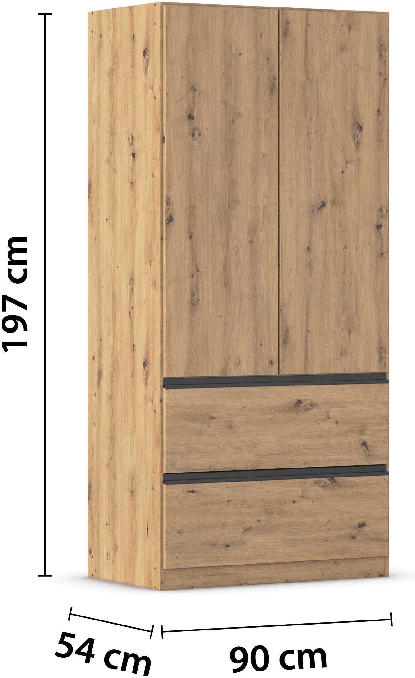 rauch Drehtürenschrank »Kleiderschrank Schrank Garderobe Wäscheschrank COSTA in 3 Breiten«, viel Platz, grifflose Front und Push-to-Open Funktion MADE IN GERMANY