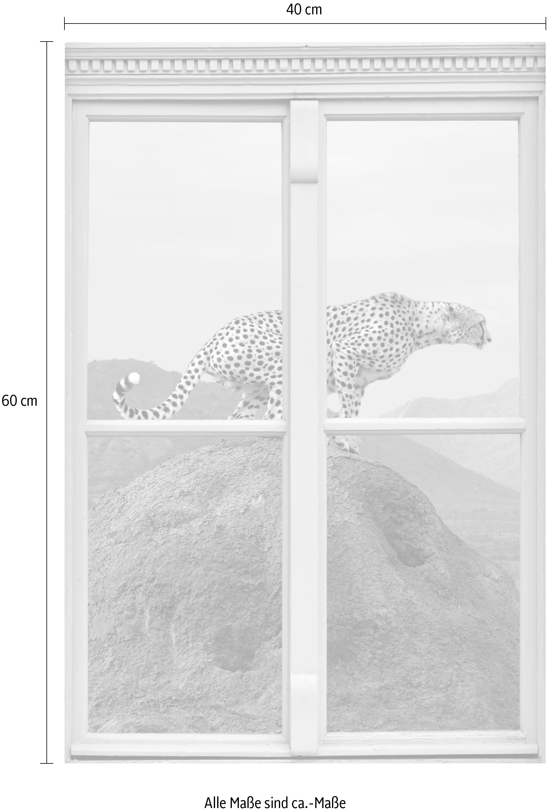 queence Wandsticker »Gepard«, Wandsticker, Wandbild, selbstklebend, 3D, Fenster
