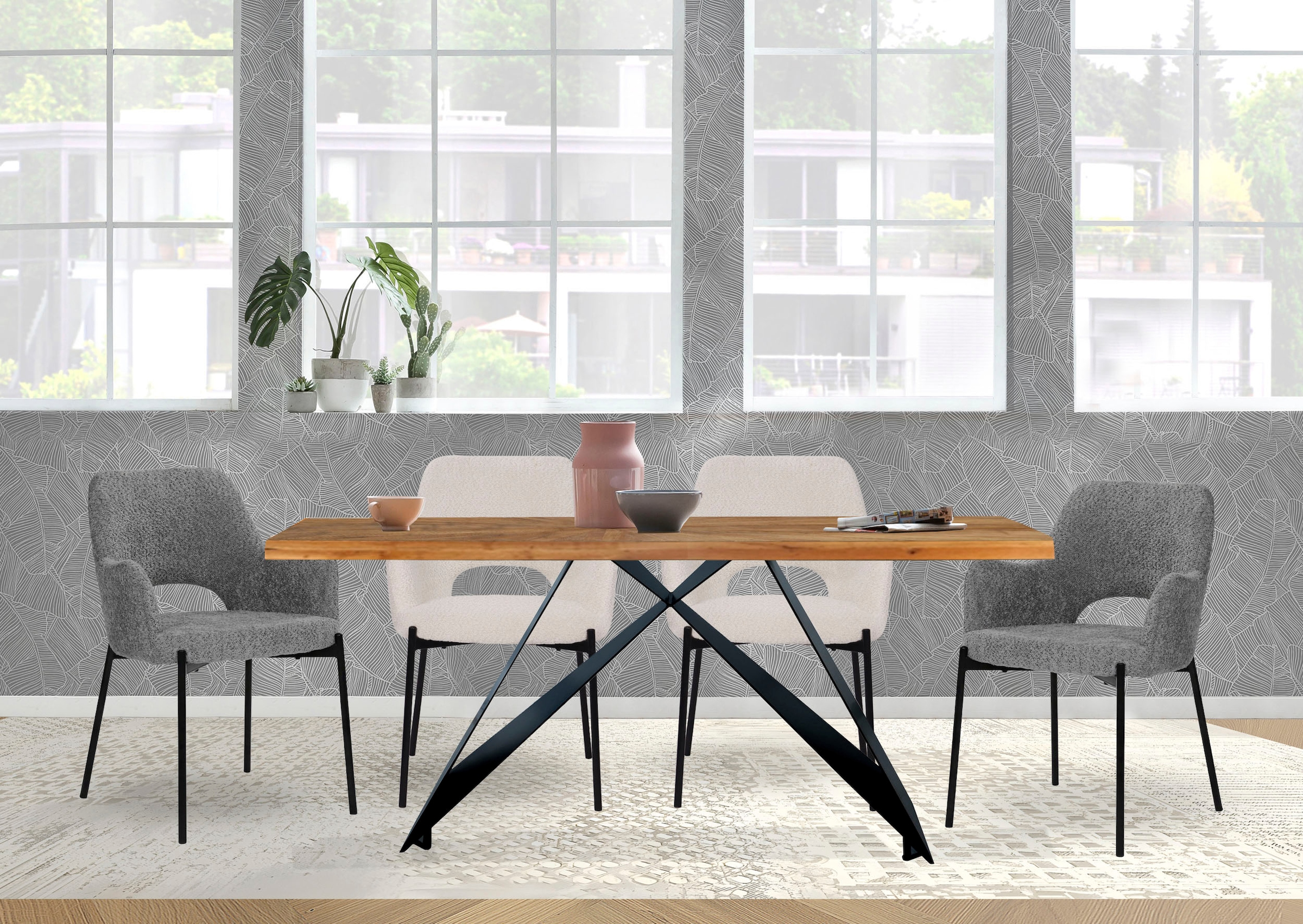 SIT Esstisch »Chur aus Teak mit 50-mm-Platte & Sonnendesign & Cross-Base-Gestell« 1 Stk. tlg. 50-mm-Teakplatte mit außergewöhnlichem Sonnendesign