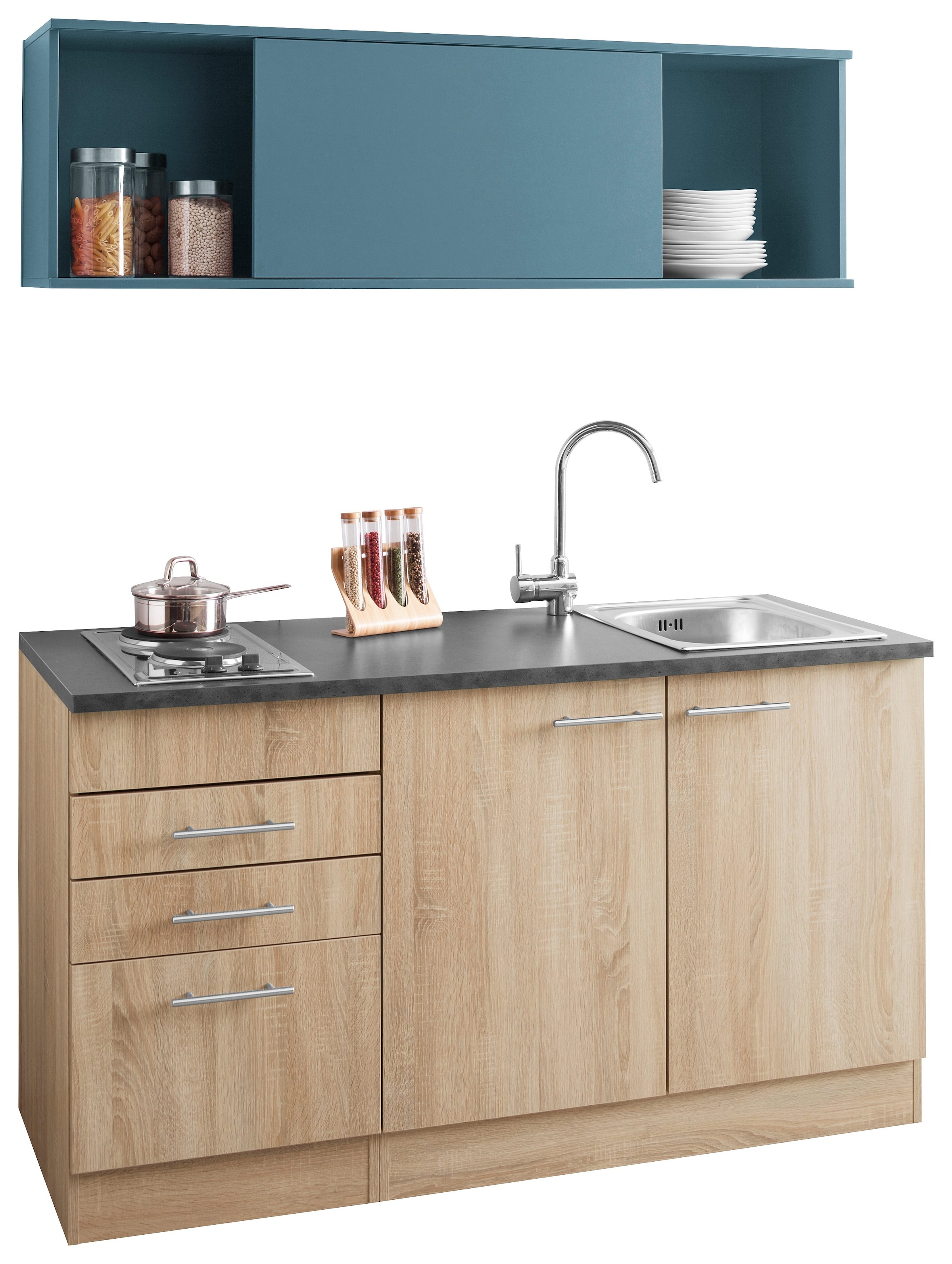 OPTIFIT Pantryküche »Mini«, Breite 150 cm, mit Kochfeld und Einbau-Spülbecken