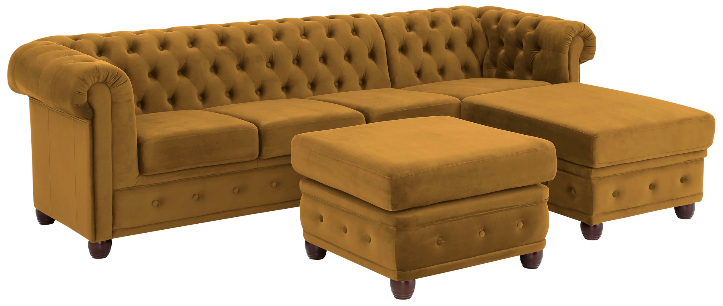 Home affaire Chesterfield-Sofa »New Castle L-Form«, hochwertige Knopfheftung in Chesterfield-Design, B/T/H: 255(171/72)