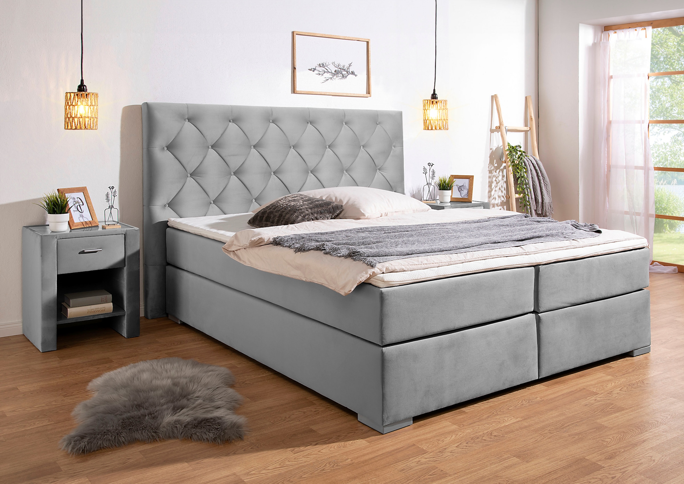 Home affaire Boxspringbett »"Chalon"«, inkl. Topper, Matratze in H2, H3 ode günstig online kaufen