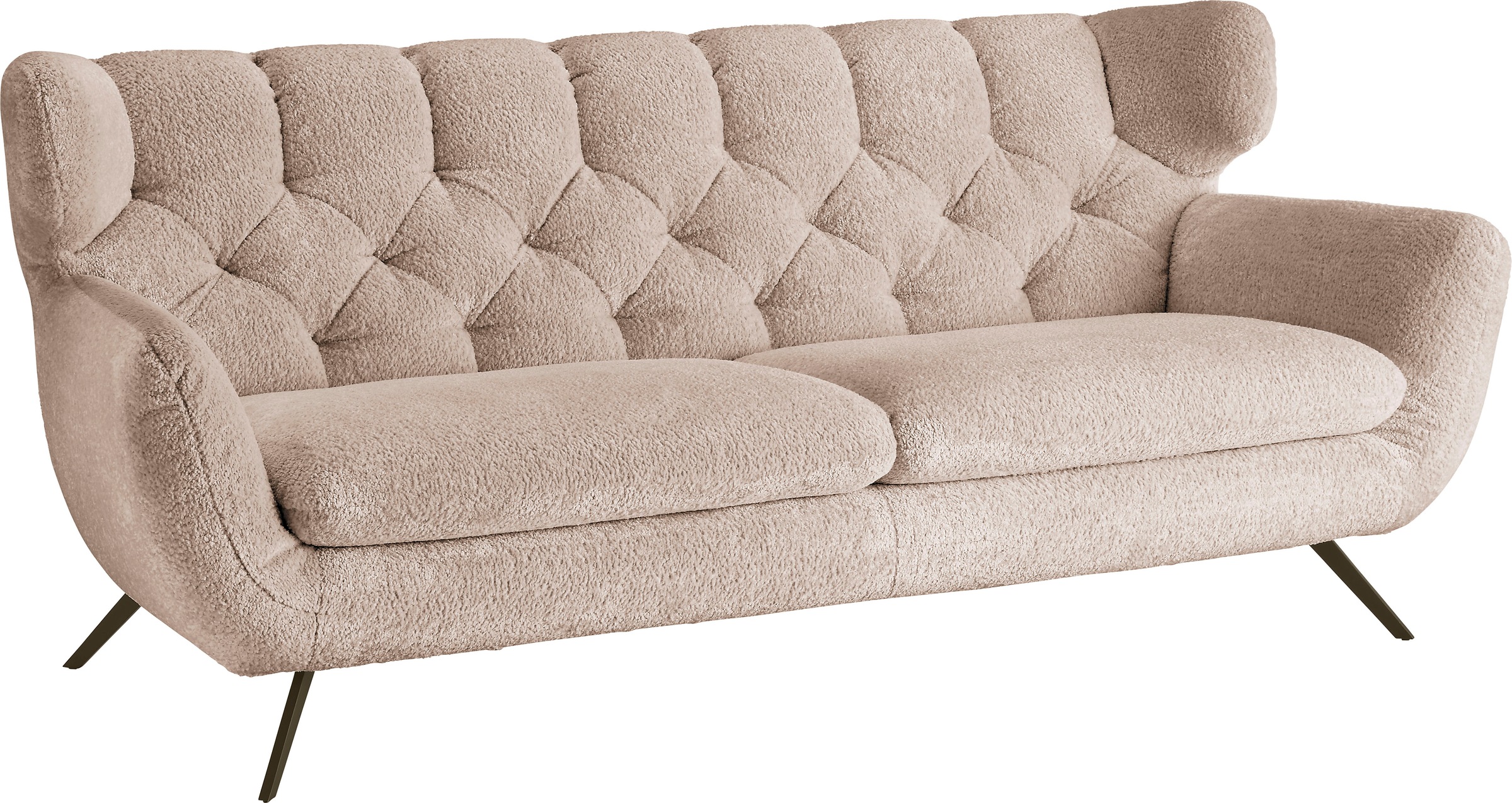 3C Candy 3-Sitzer »Beatrice, extravagantes Megasofa, bequem, Küchensofa«, mit Rückensteppung im Rautenmuster, Samt Optik, auch in Fellimitat