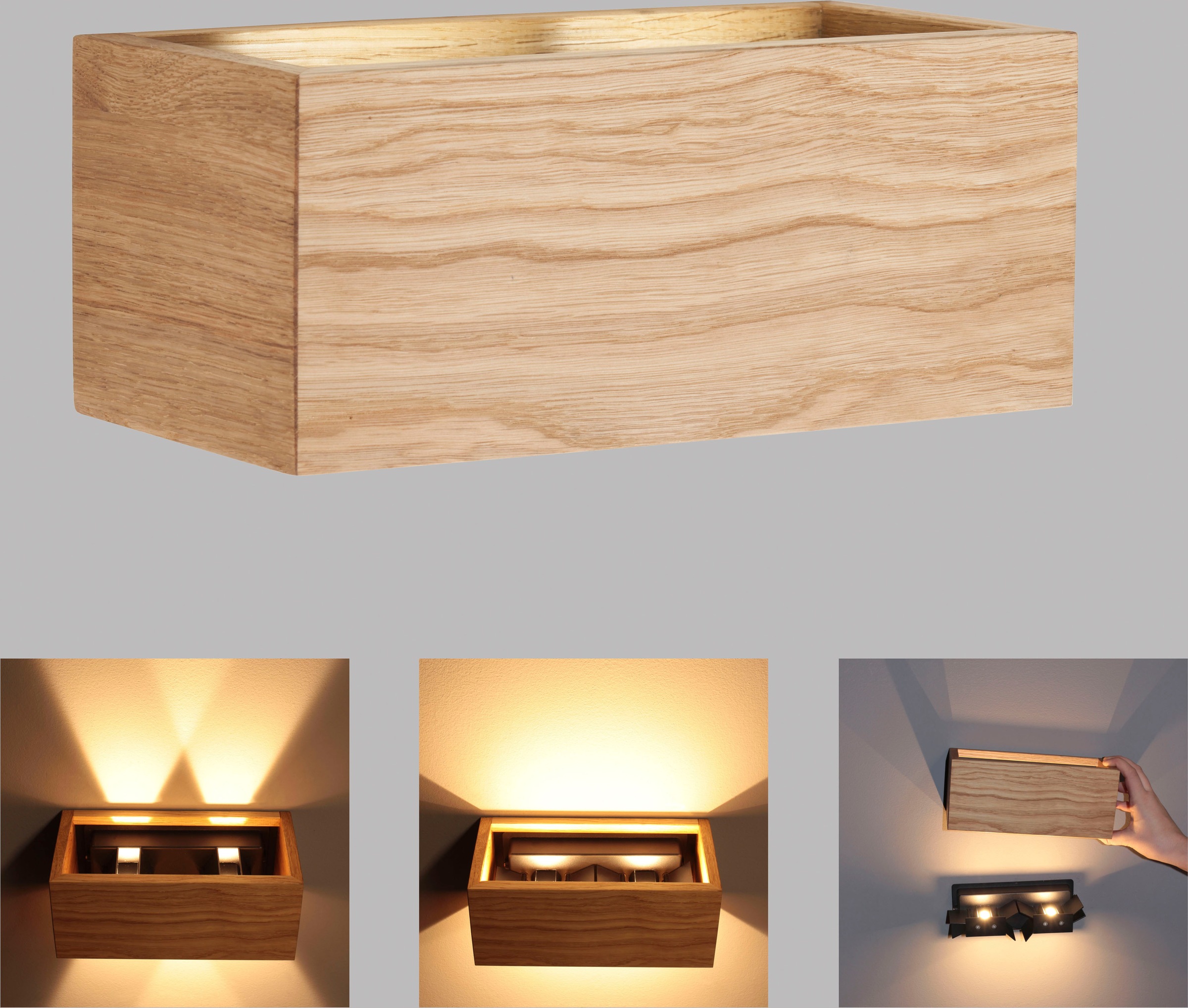 FISCHER & HONSEL Wandleuchte »Shine-Wood«, 4 flammig, Leuchtmittel LED-Modul | LED fest integriert, made in Germany, langlebige LED