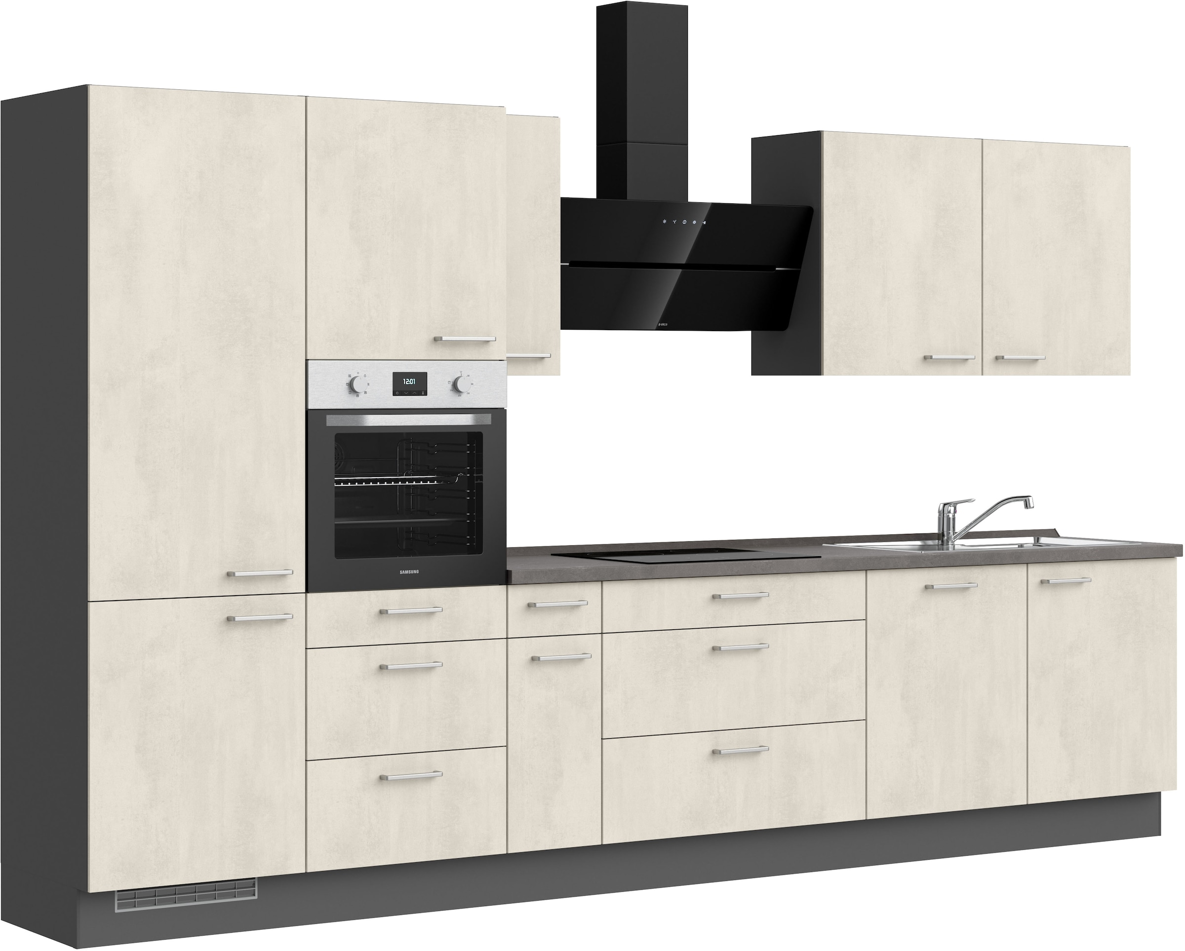 nobilia® Küchenzeile »"Riva II"« vormontiert, Ausrichtung wählbar, Breite 360 cm, wahlw. mit E-Geräten