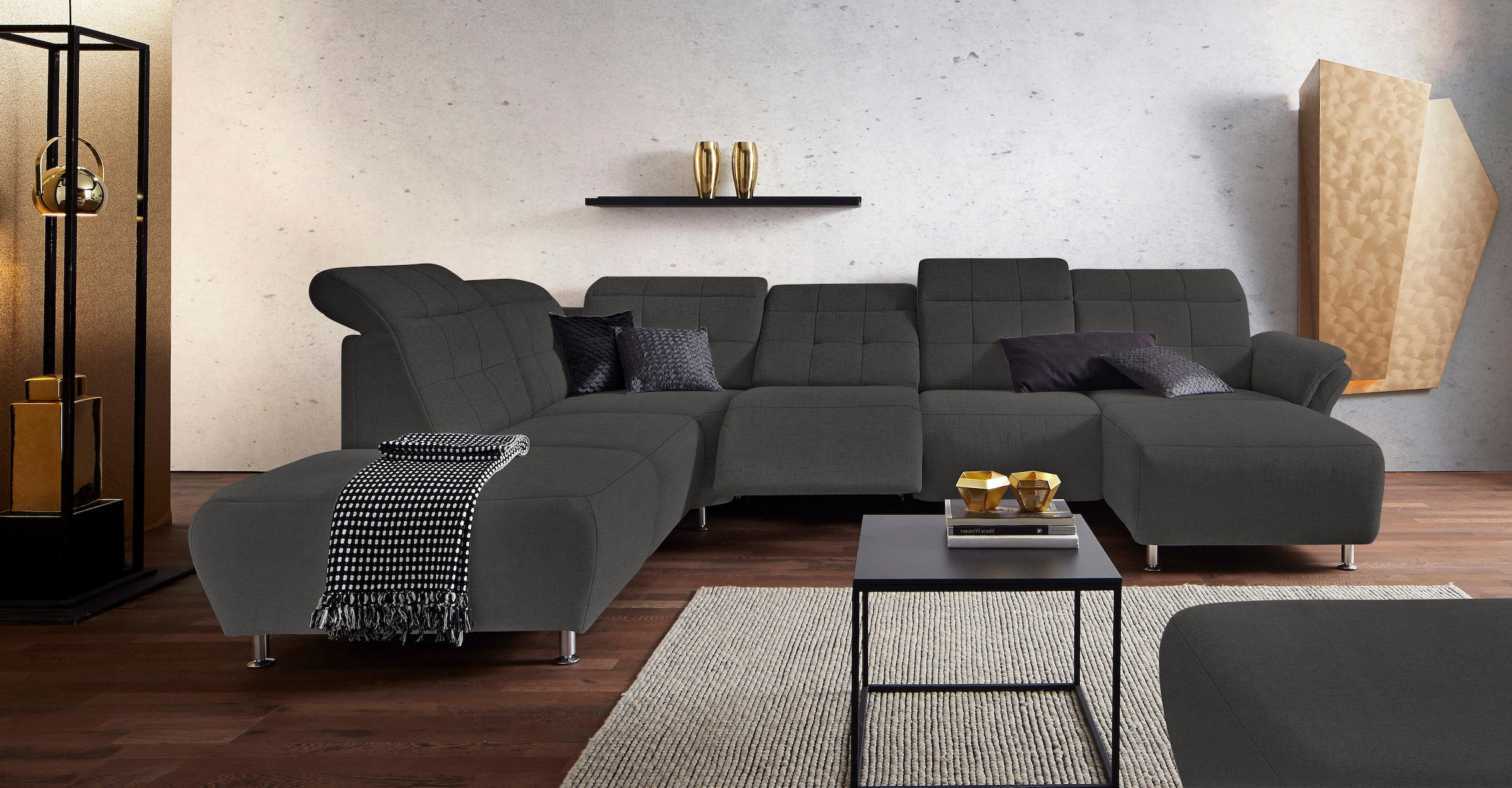 Home affaire Wohnlandschaft »Manhattan U-Form« 2 Sitze mit elektrischer Rel günstig online kaufen