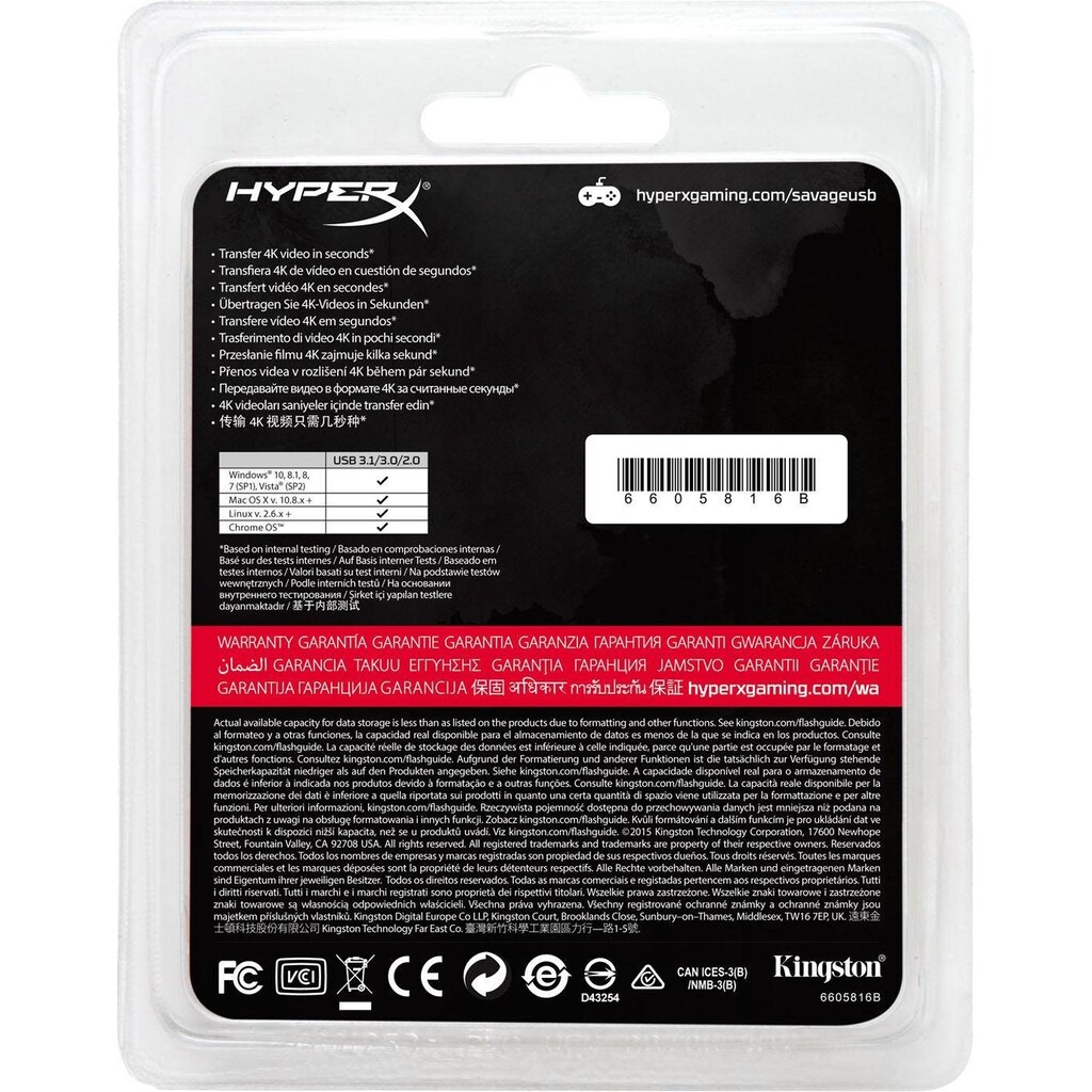 HyperX USB-Stick »Savage USB 3.1«, (USB 3.1 Lesegeschwindigkeit 350 MB/s)