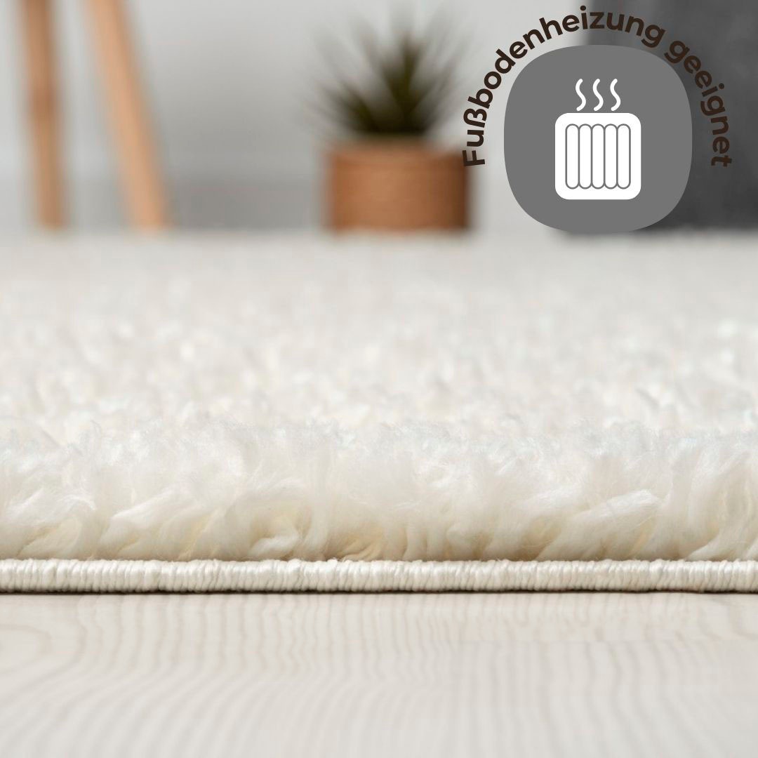 my home Hochflor-Teppich »Banji«, rund, 37 mm Höhe, Uni Farben, weich und flauschig, auch als rechteckig erhältlich