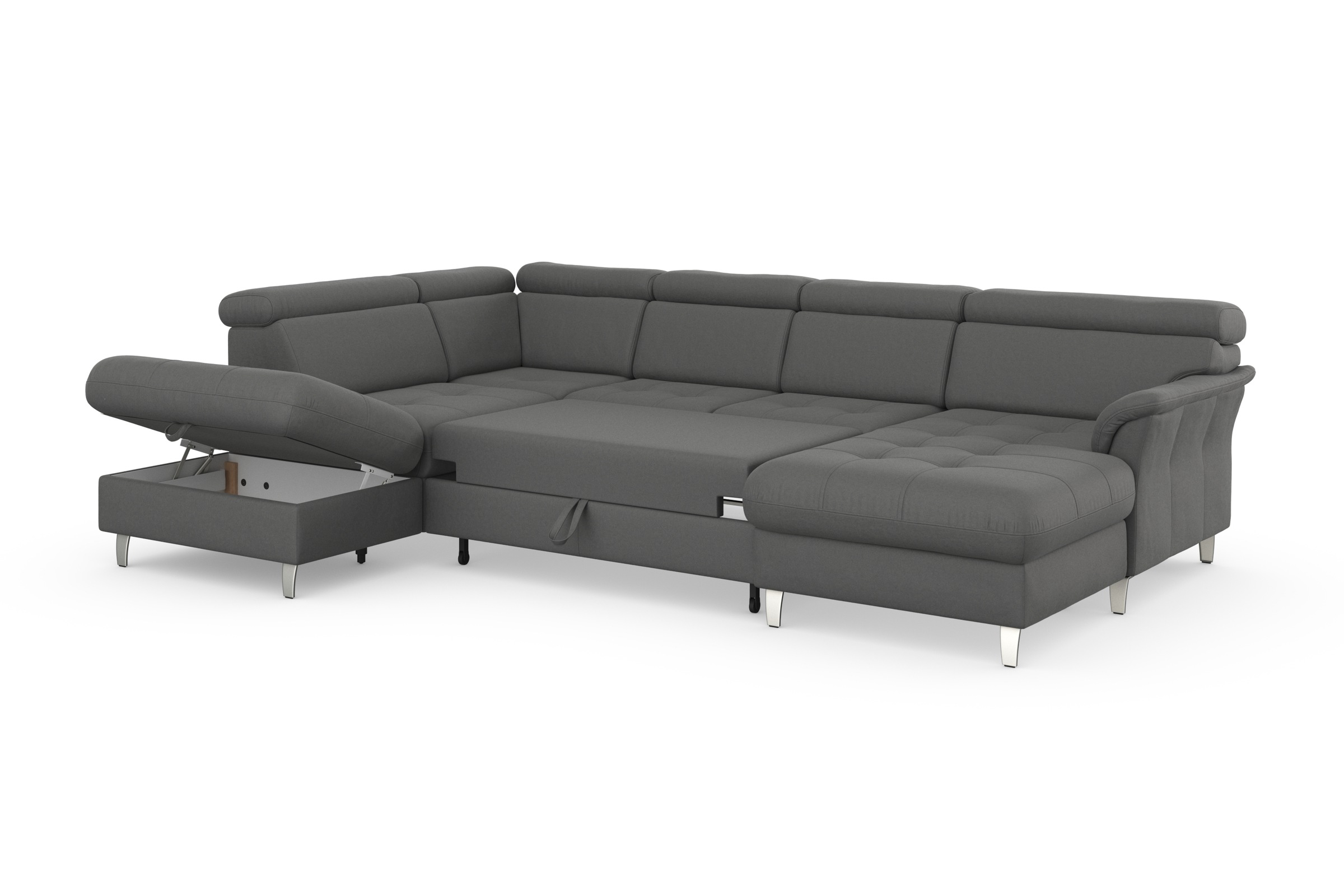 sit&more Wohnlandschaft »Marano U-Form«, inklusive Kopfteilverstellung, wahlweise mit Bettfunktion, Bettkasten