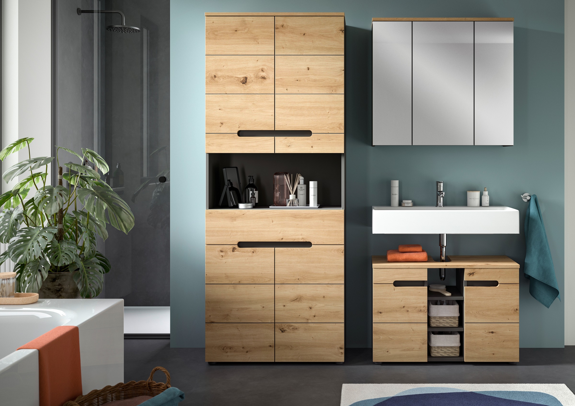 INOSIGN Badmöbel-Set »REHAT, 3-teilig, Breite 171 cm, mit grifflosen Fronte günstig online kaufen