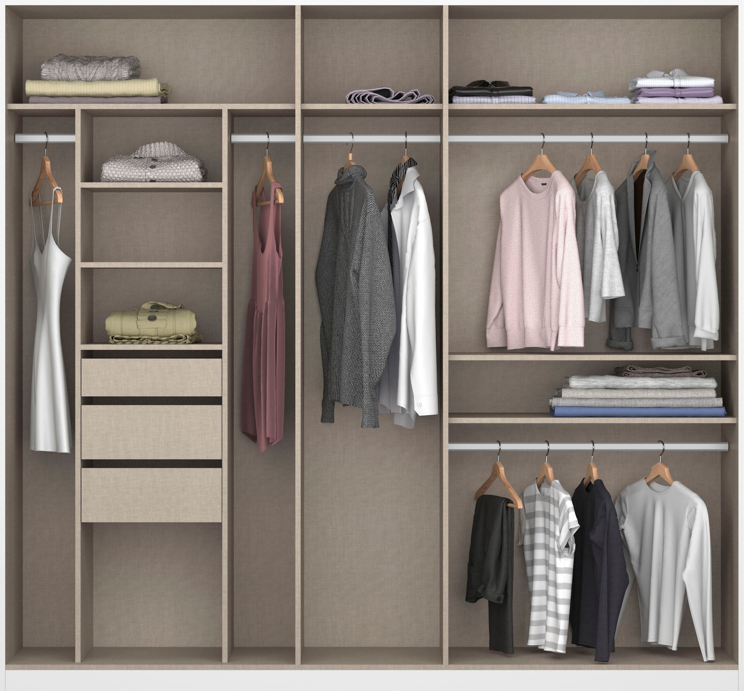 rauch Drehtürenschrank »Kleiderschrank Schrank Garderobe TOPSELLER OTELI inkl. Inneneinteilung«, mit 3 Innenschubladen extra Böden optional mit Spiegel MADE IN GERMANY
