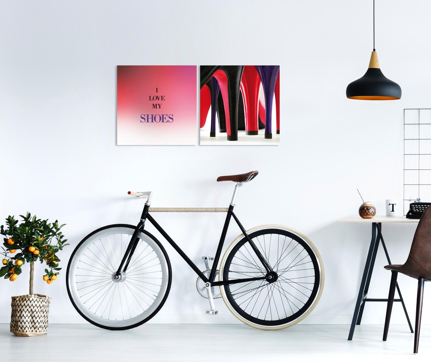 queence Leinwandbild »Shoes«, Schuh-Schuhe-Kunst-Modern-Sprüche-Sprüche & T günstig online kaufen