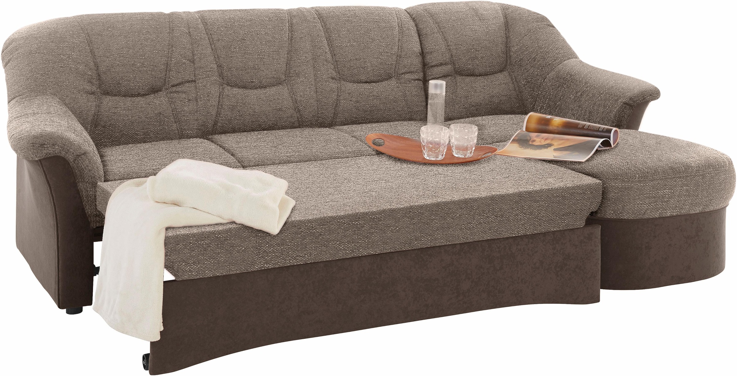 DOMO collection Ecksofa »Sarafina zeitlos und komfortabel, optional mit Federkern, L-Form«, wahlweise mit Bettfunktion