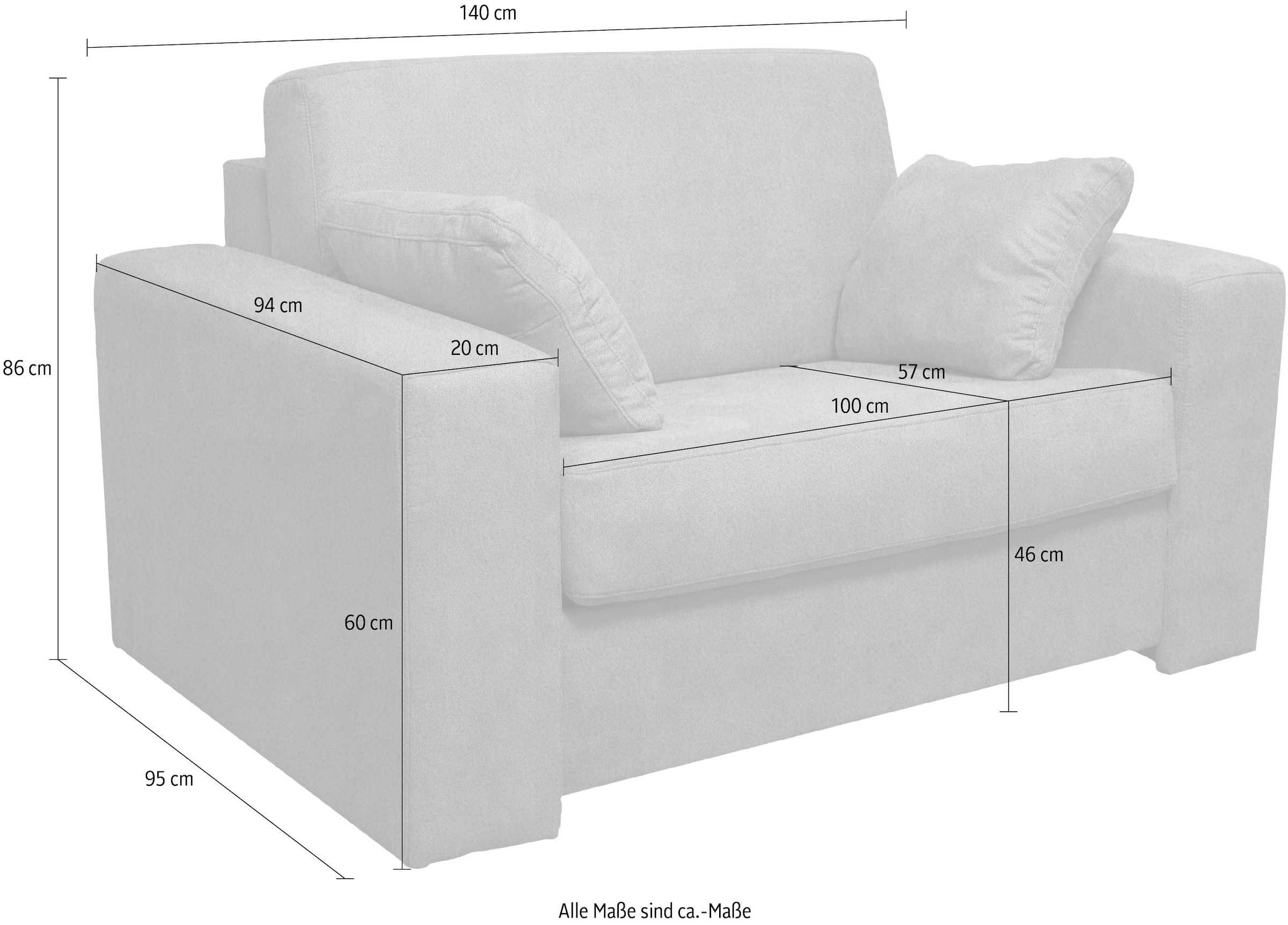 Home affaire Sessel »Roma Matratzenhöhe 140cm«, Dauerschlaffunktion, mit Unterfederung, Liegemaße ca 83x198 cm