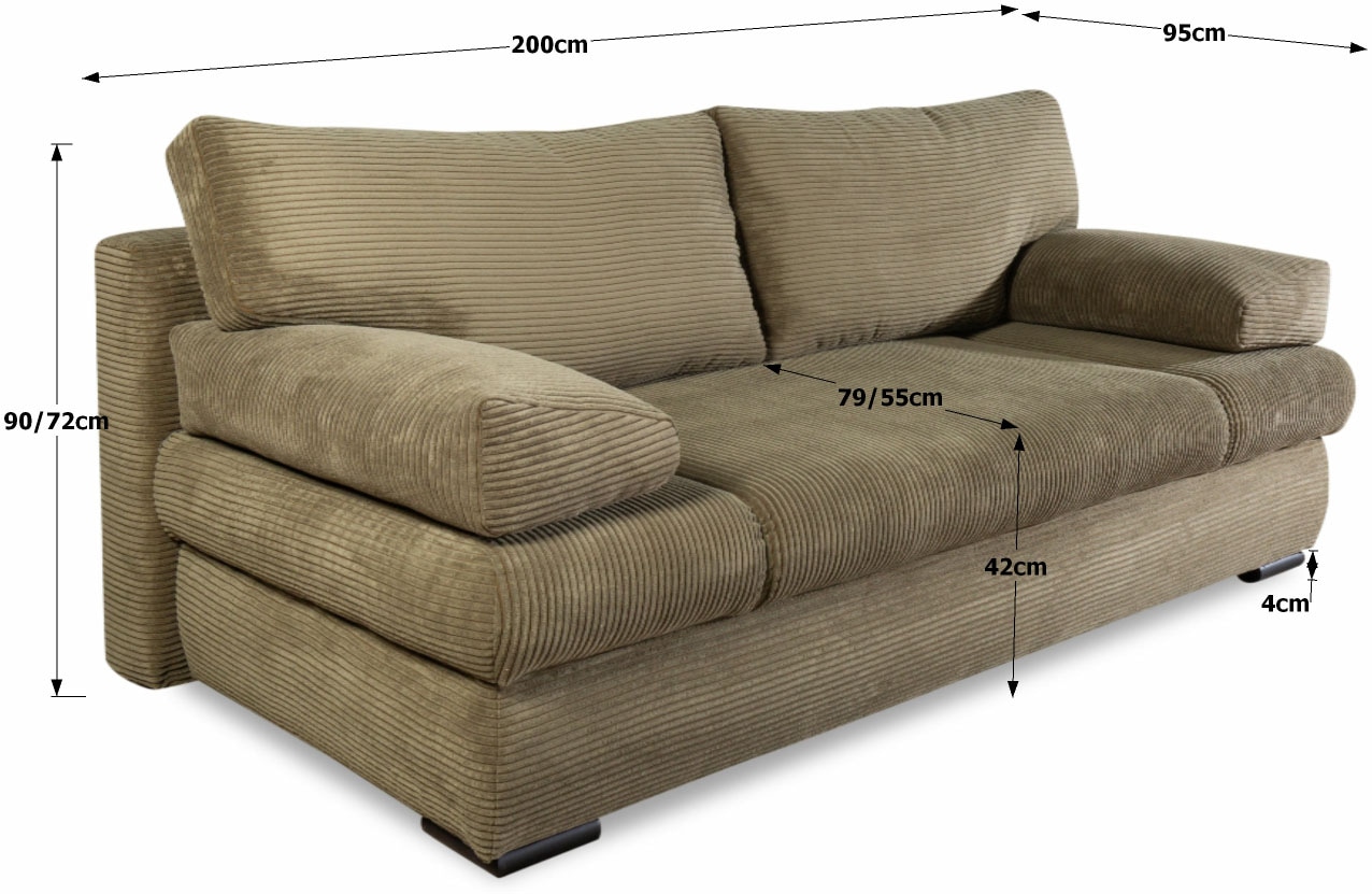 COLLECTION AB Schlafsofa »Tina Breite 200 cm, Liegefl. 146x200 cm« mit Bettfunktion, Bettkasten & 2 Armlehnenkissen, Bonell-Federkern