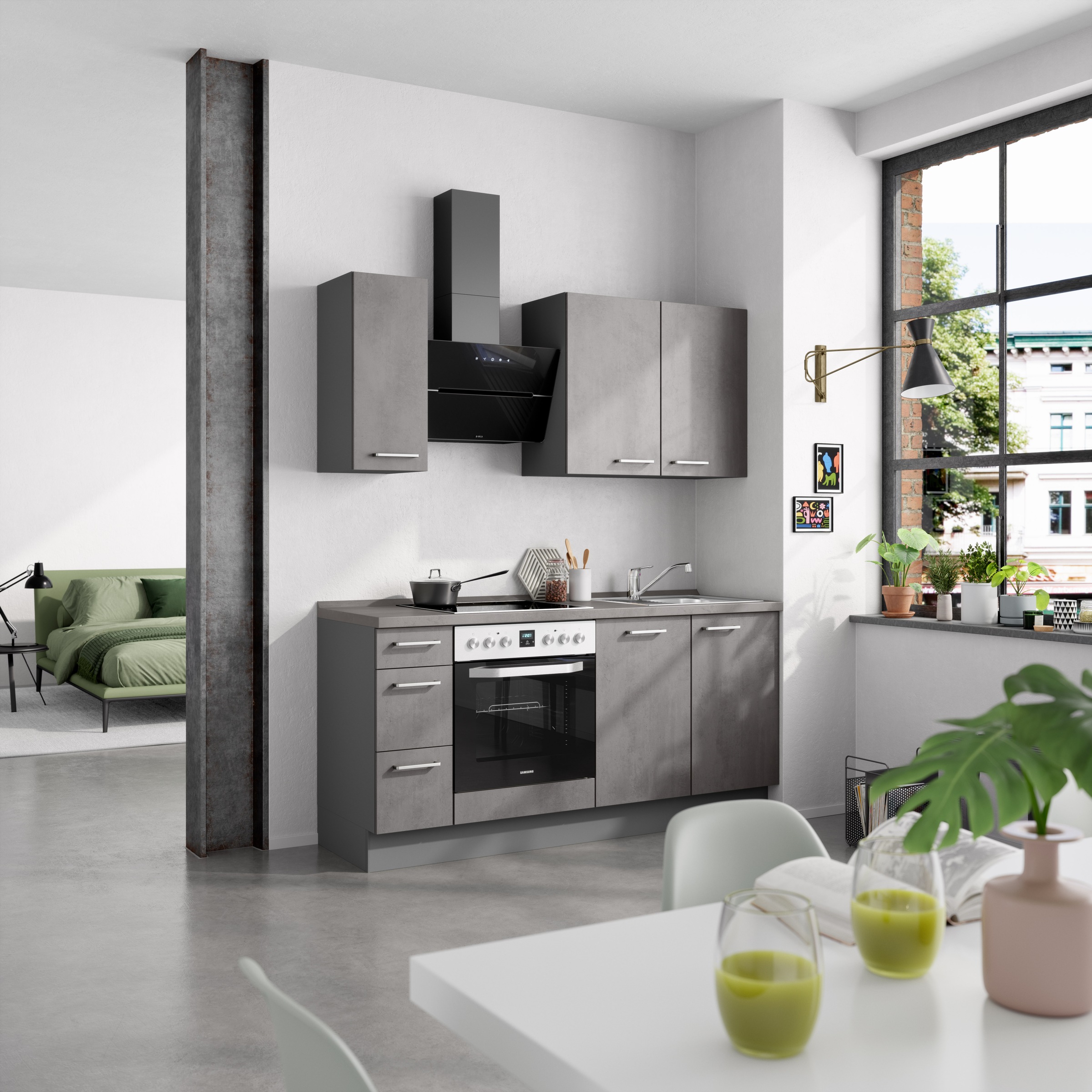 nobilia® Küchenzeile »"Riva II"«, vormontiert, Ausrichtung wählbar, Breite 180 cm, wahlw. mit E-Geräten