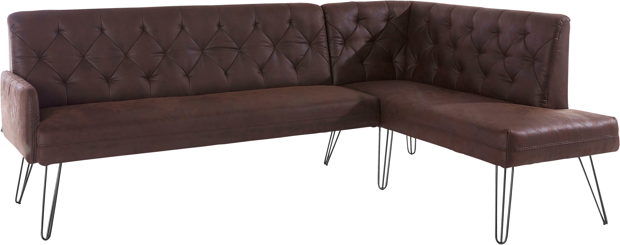 exxpo - sofa fashion Eckbank »Doppio, Chesterfield Optik, komfortabel und bequem, hohe Designfüße«, Frei im Raum stellbar